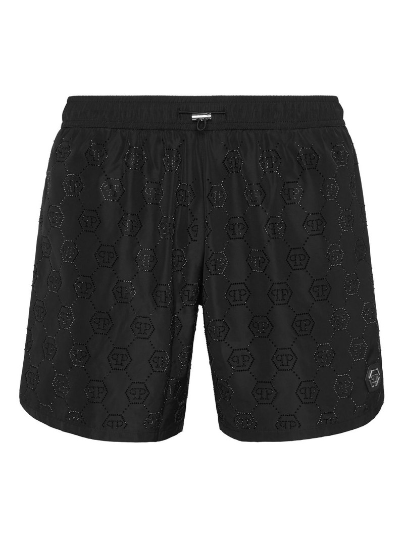 logo-embossed swim shorts 1