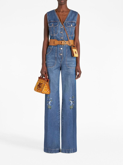 Etro floral-embroidered flared jeans outlook
