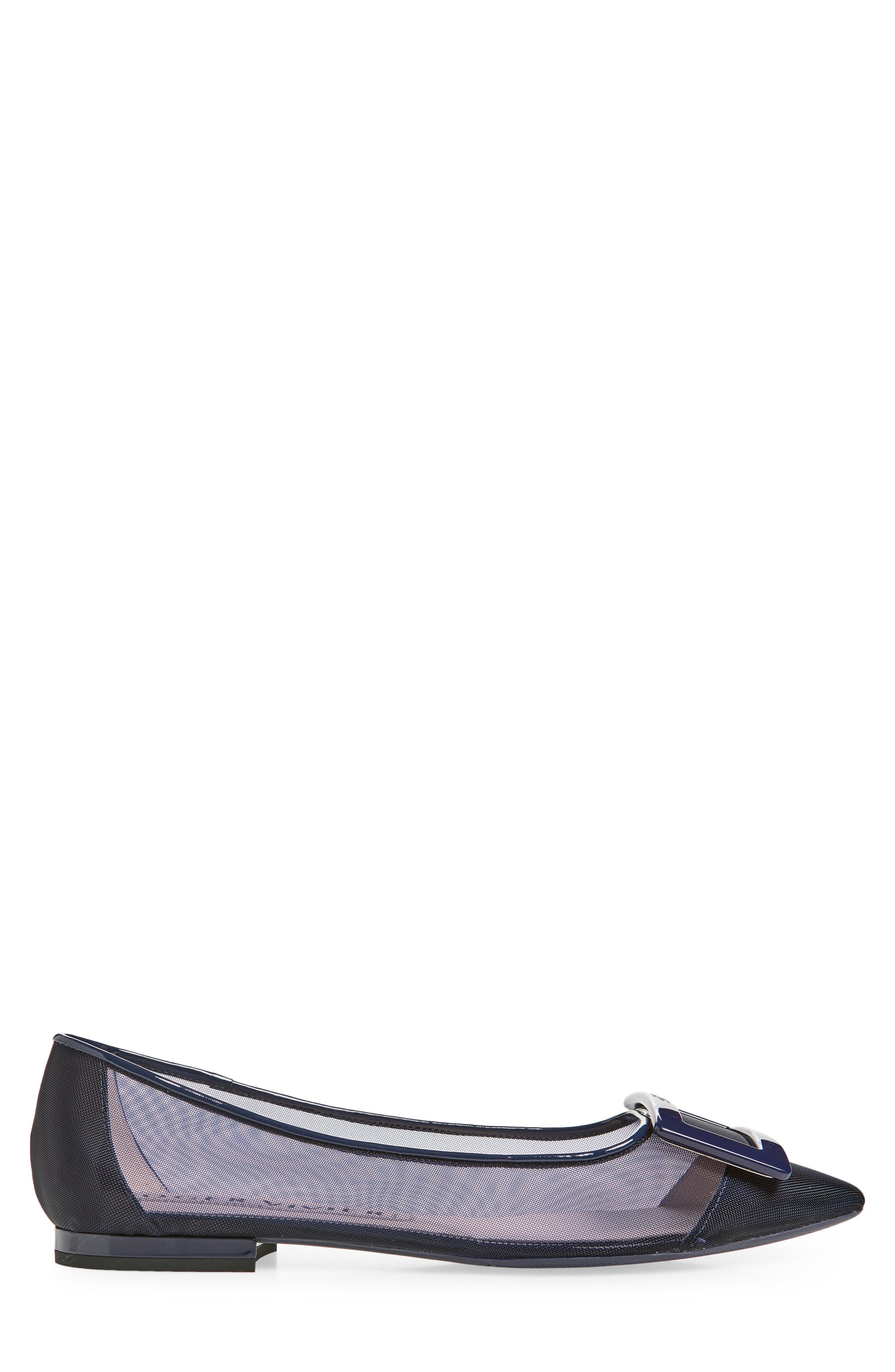 Roger Vivier Gommettine Buckle Pointed Toe Mesh Ballerina Flat in Blu/Blu Chiaro at Nordstrom - 3
