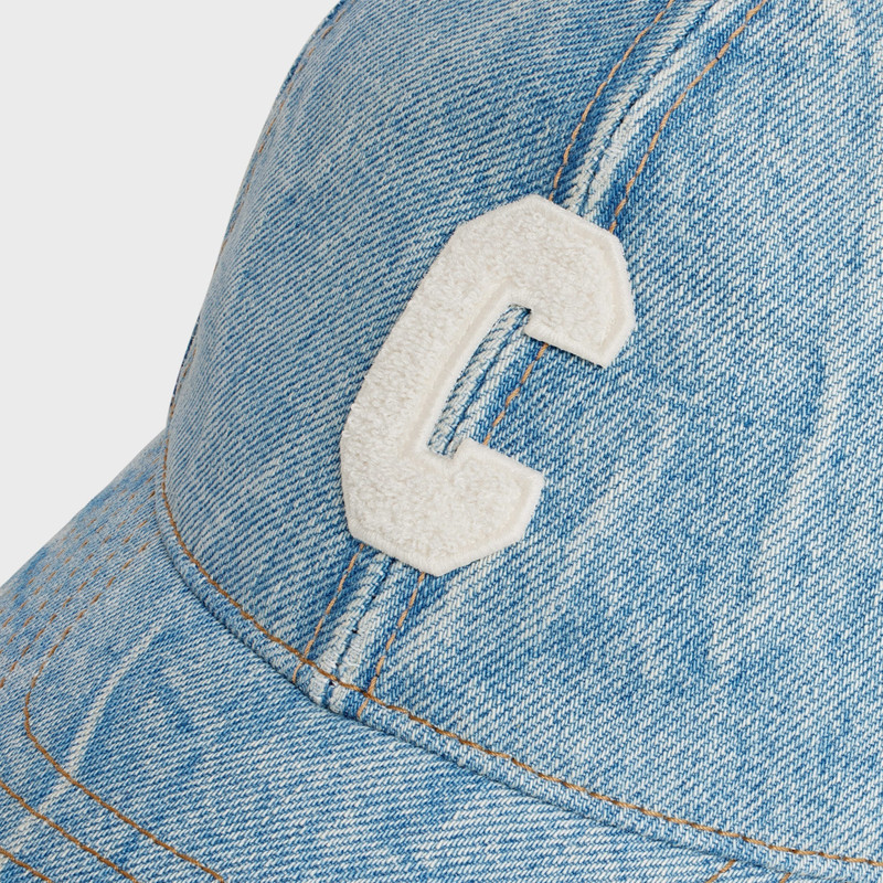 initial baseball cap in denim 5