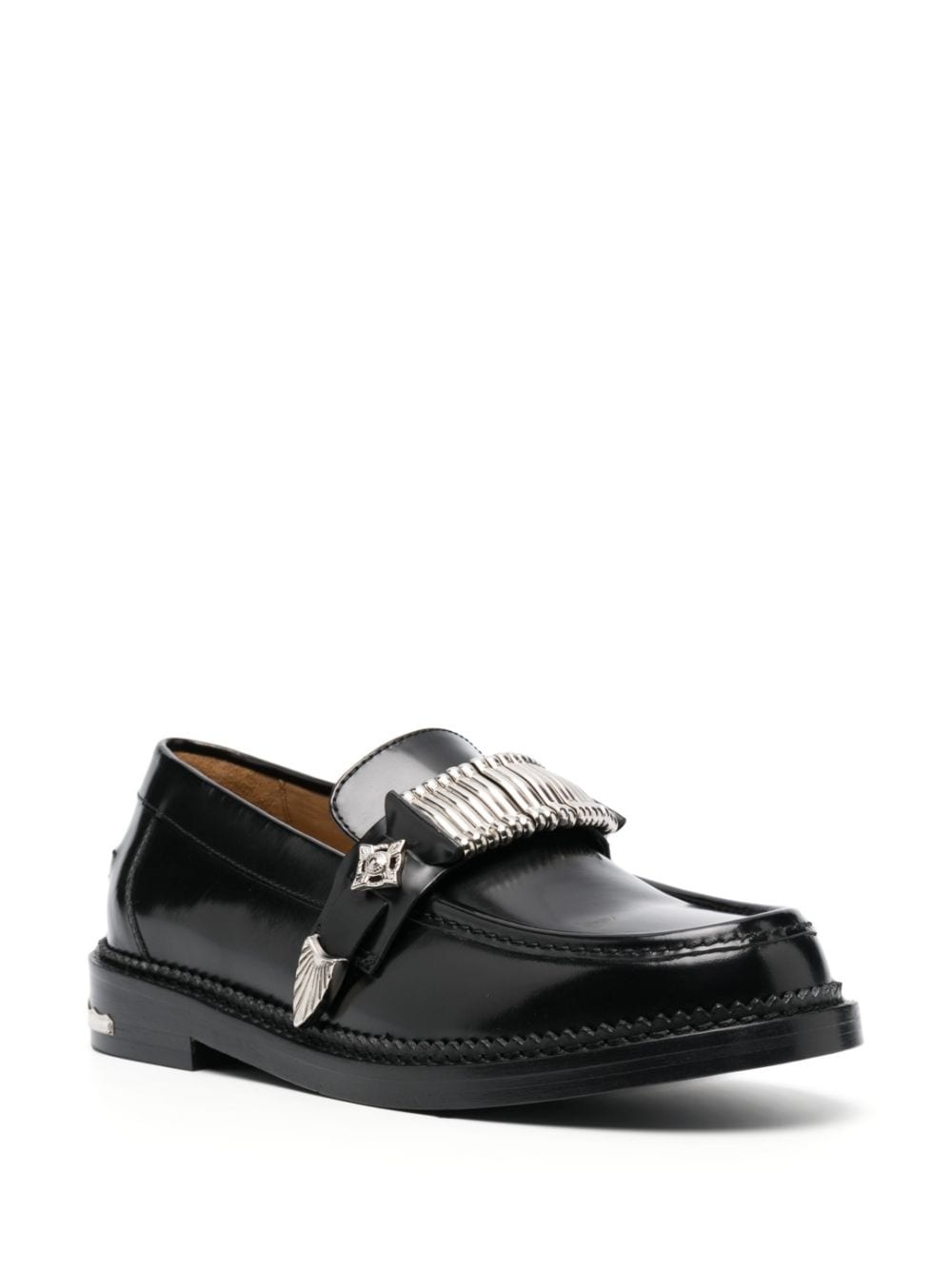 buckle-detail leather loafers - 2