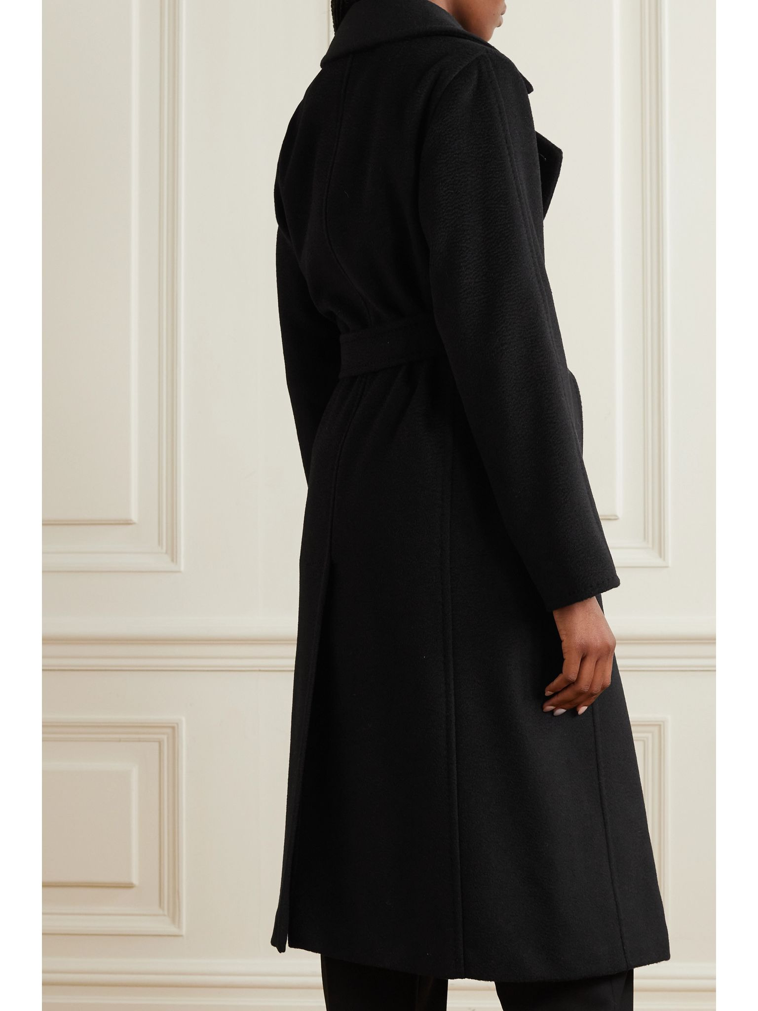 Manuela belted camel hair coat Black - 4