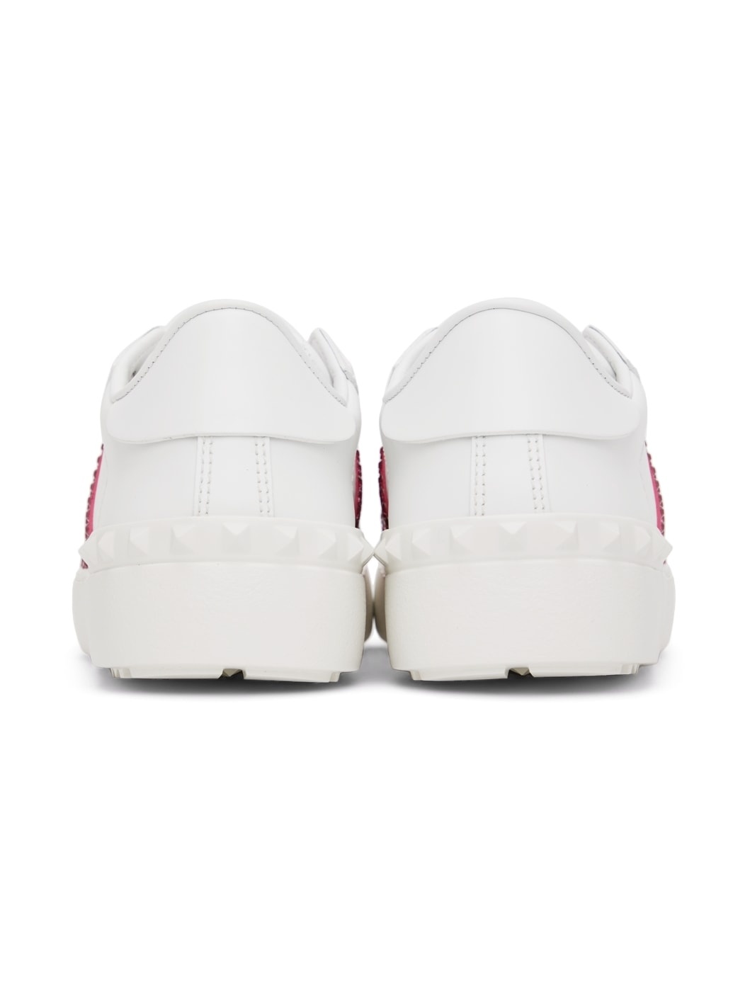 White & Pink Crystal Open Sneakers - 4