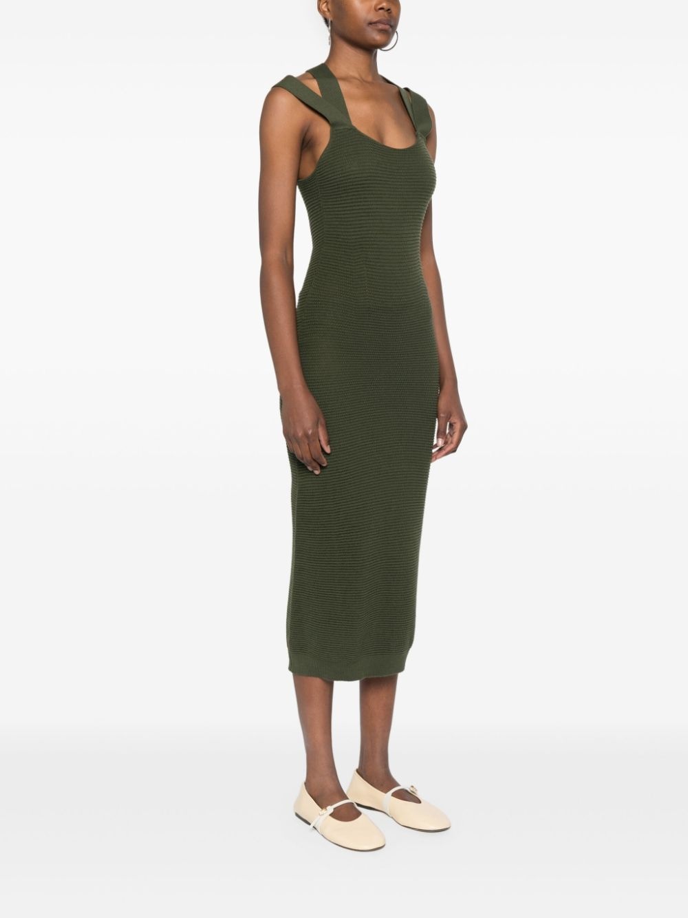 criss-cross virgin wool midi dress - 3