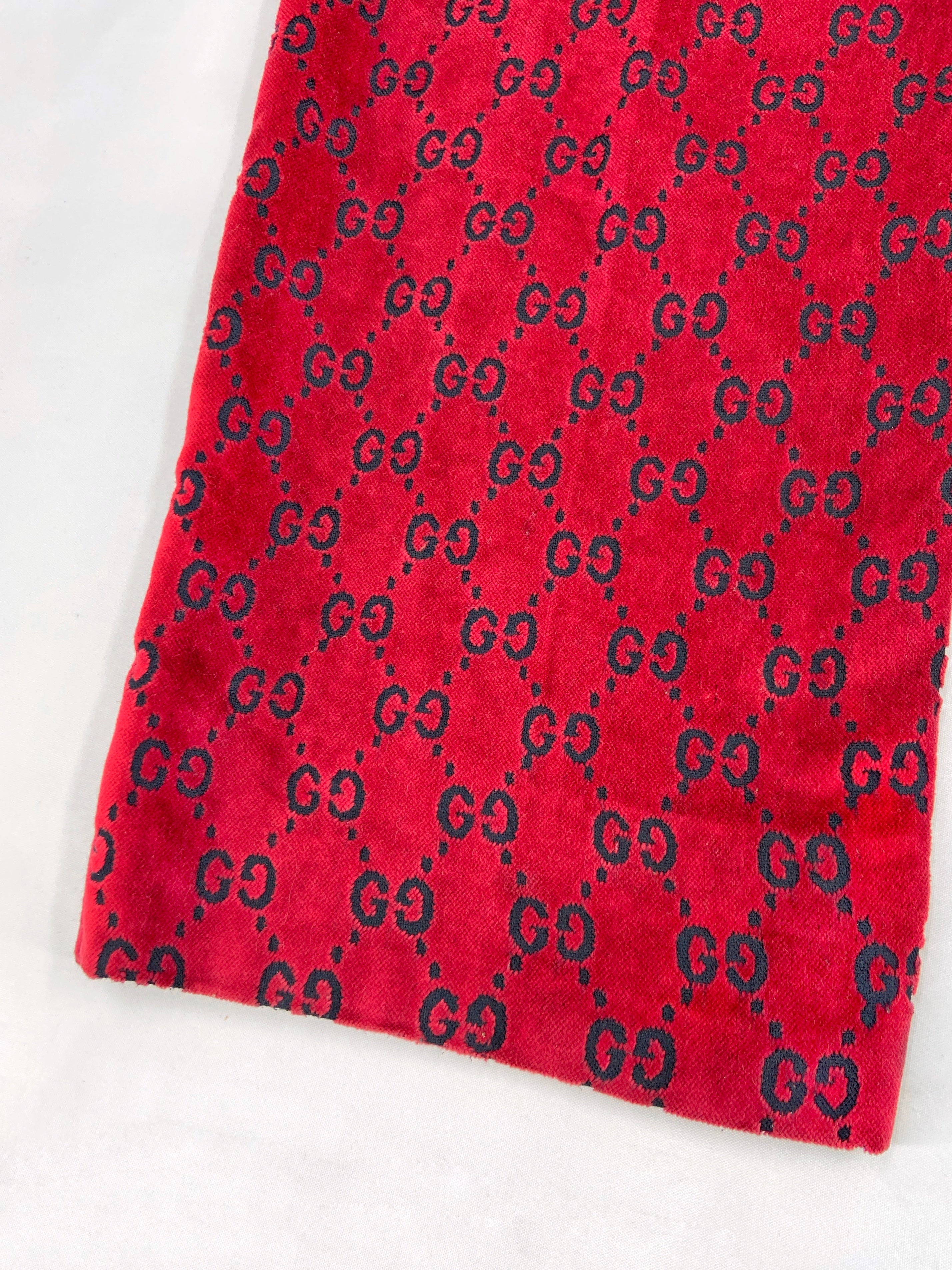 Gucci Fall 1997 Tom Ford Men’s Red Monogram Velvet Trousers Pants 48 - 22