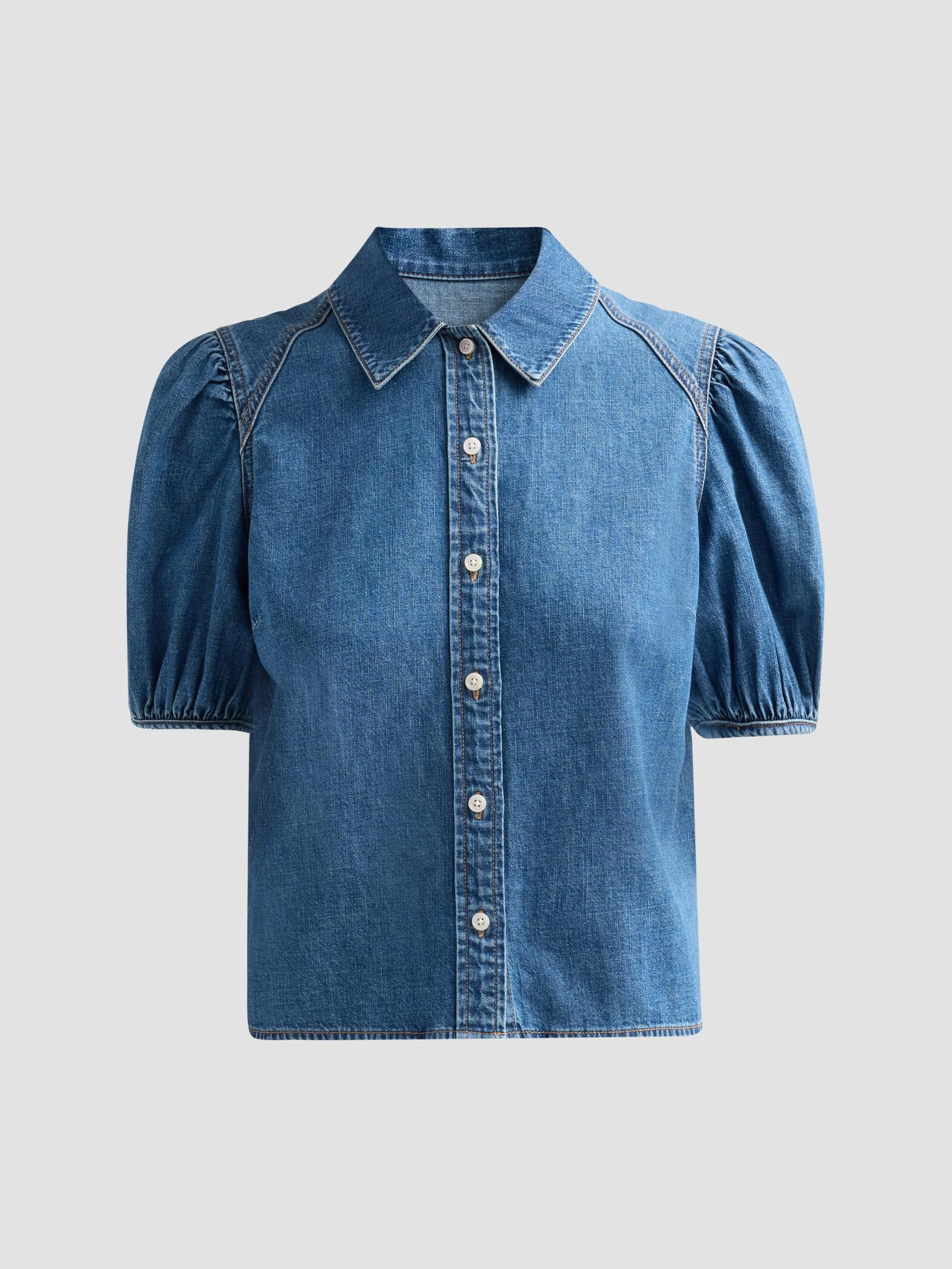 Women's Leandor Denim Puff-Sleeve Top - Bandit Light - 1