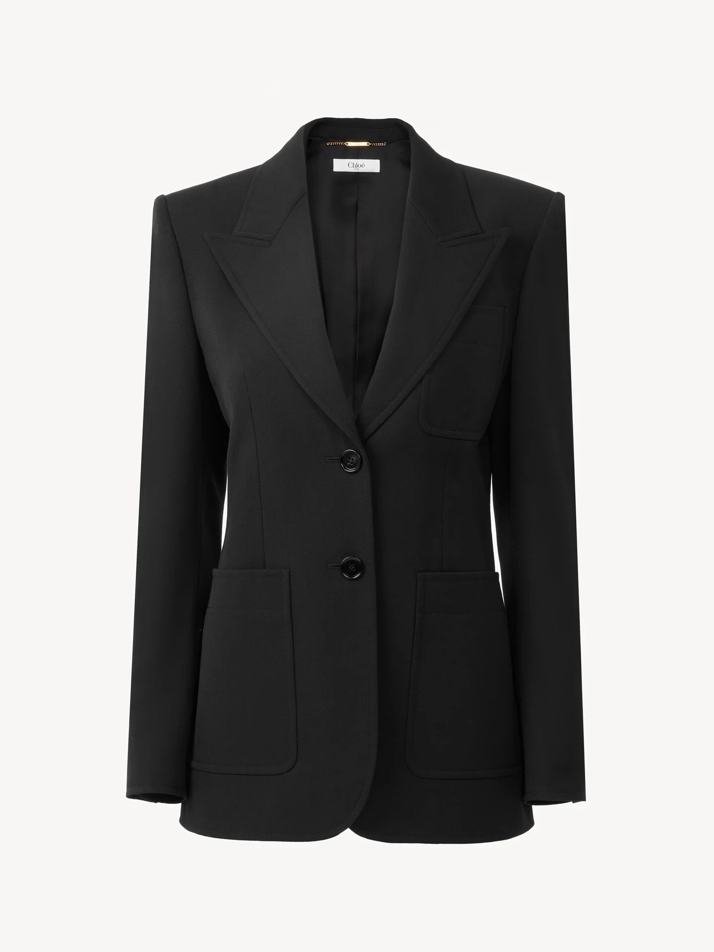 SINGLE-BREASTED TAILORED JACKET IN WOOL GRAIN DE POUDRE - 1