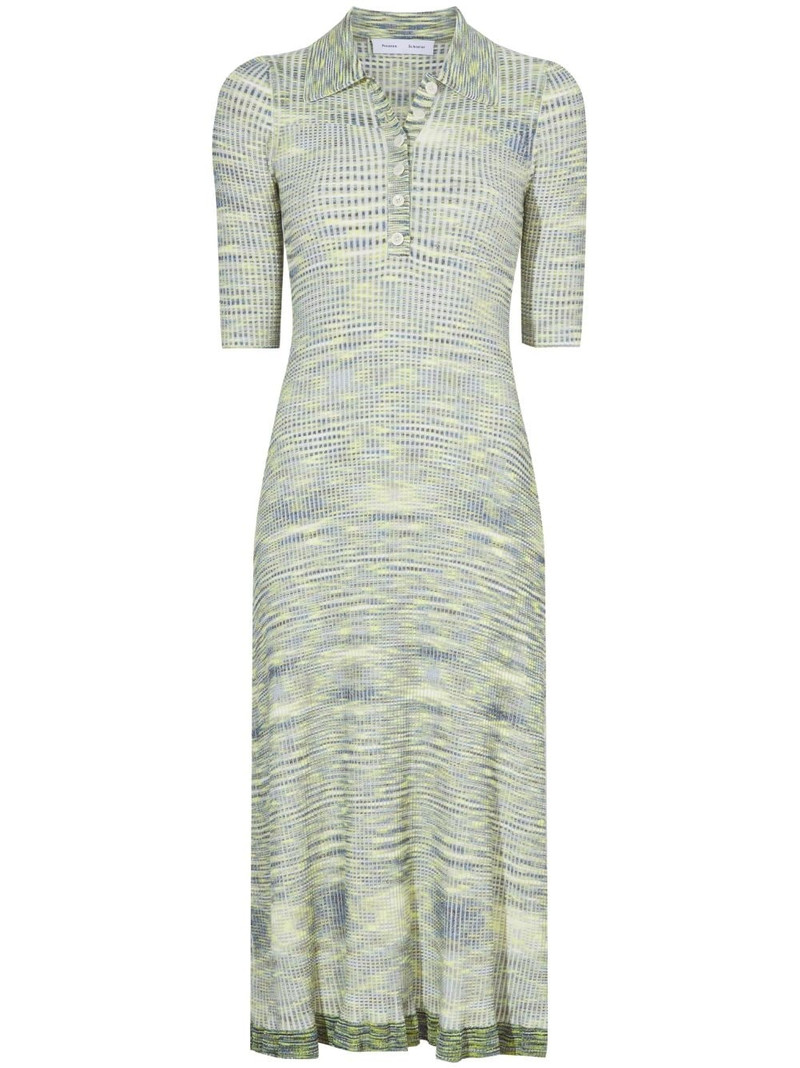Space Dye ribbed-knit polo dress 1