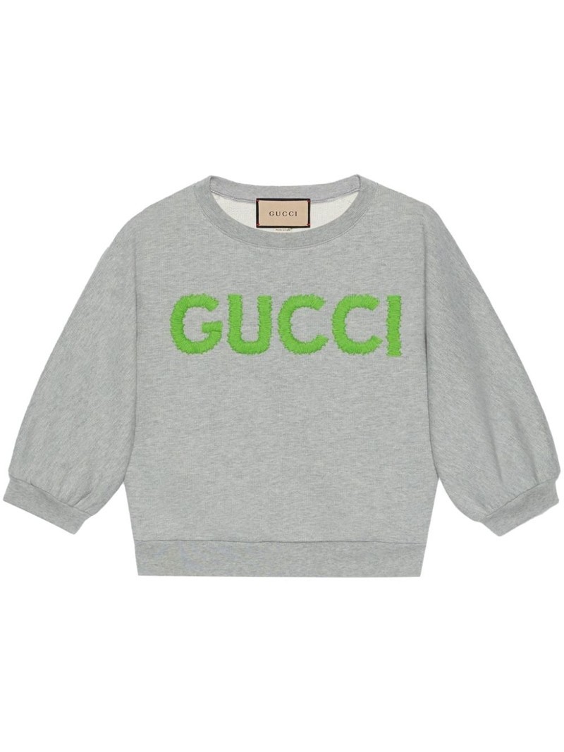 logo-embroidered cropped cotton sweatshirt - 1