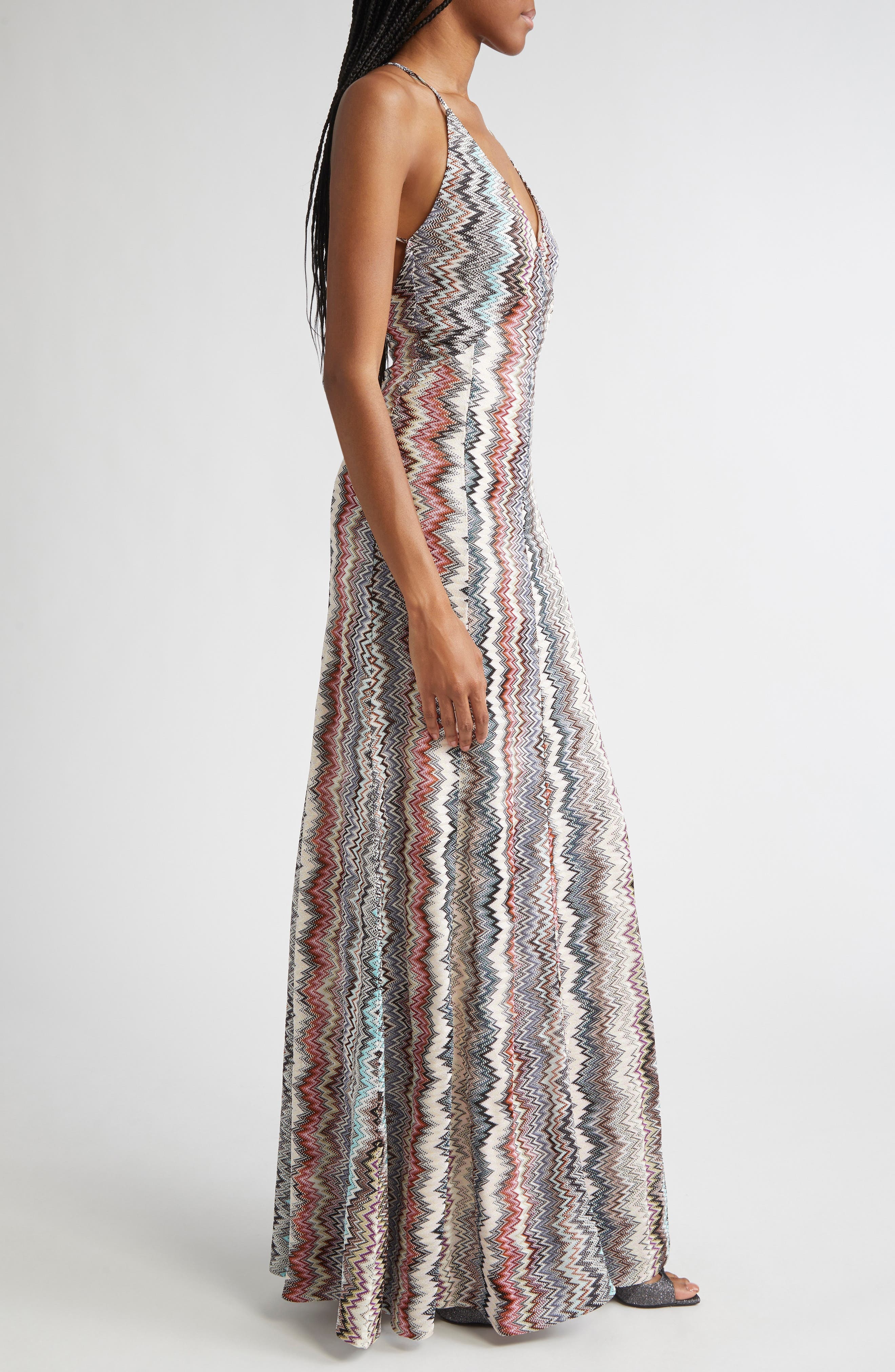 Missoni Zigzag Stripe Knit Maxi Dress in Multi White Blue Brown at Nordstrom - 3