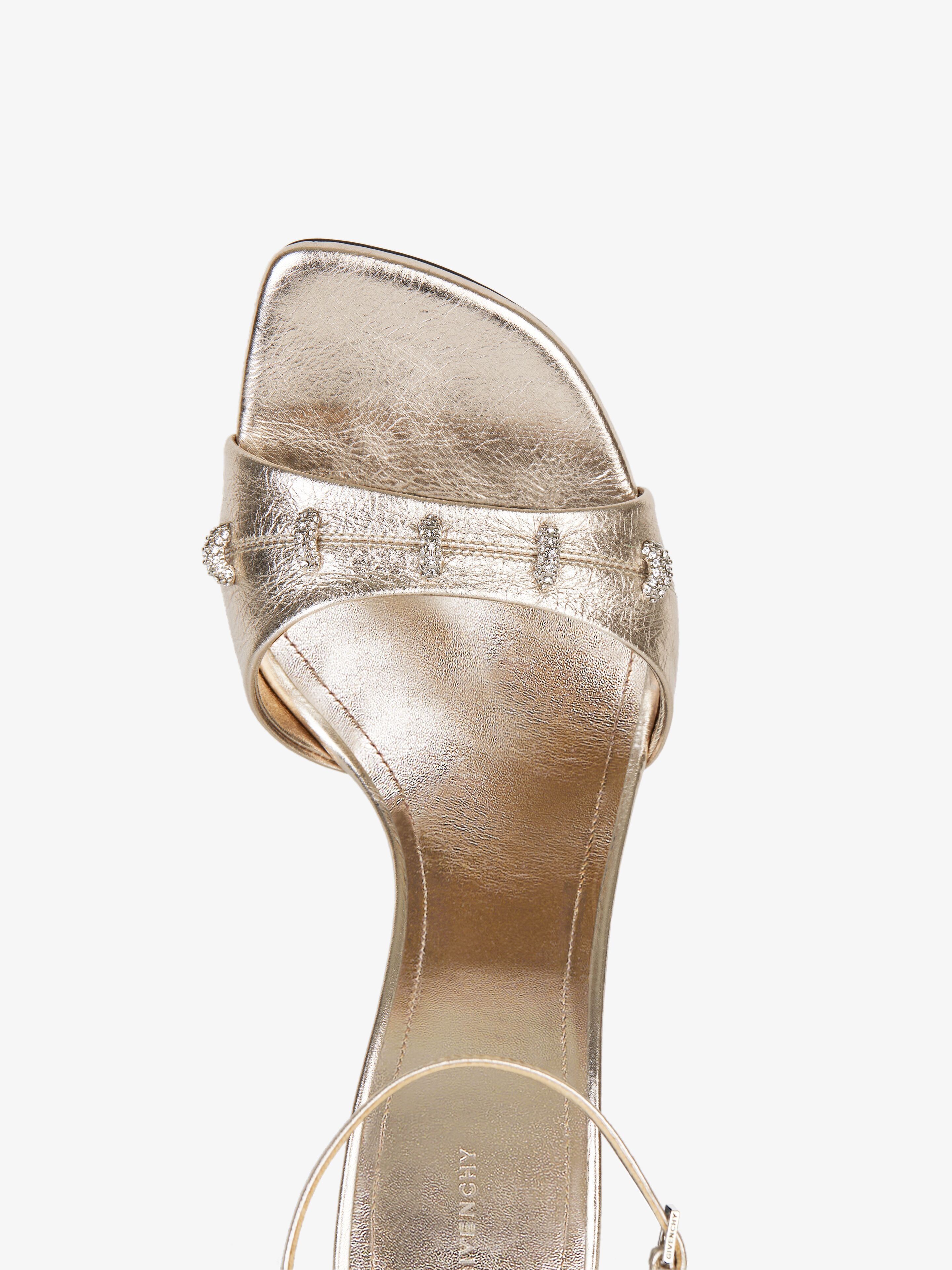 STITCH SANDALS IN LAMINATED LEATHER WITH CRYSTALS - 5