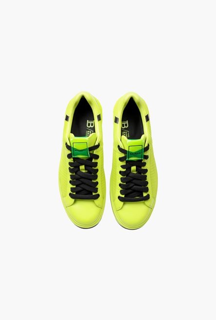 EXCLUSIVE - Smooth leather and yellow mesh B-Court sneakers - 4