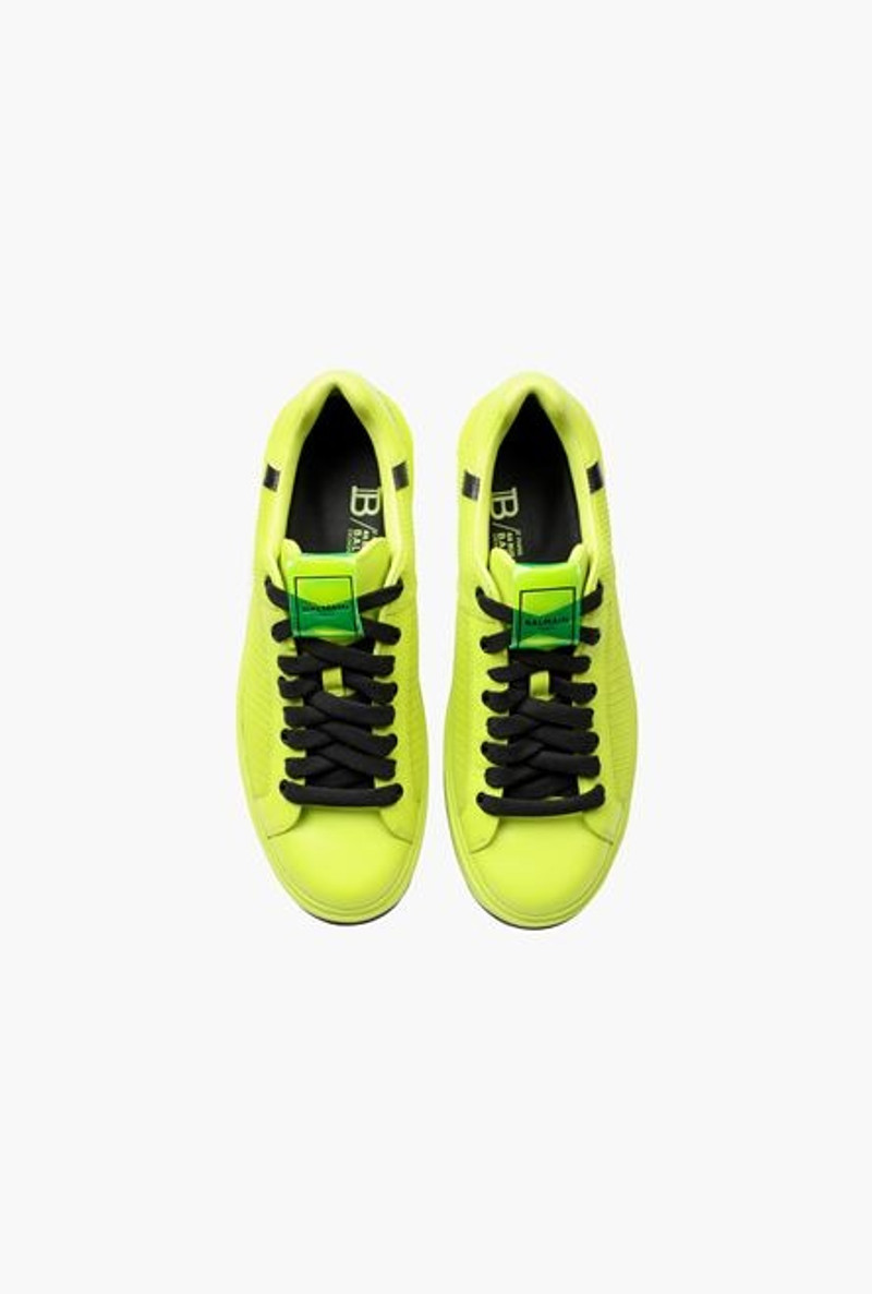 EXCLUSIVE - Smooth leather and yellow mesh B-Court sneakers 4
