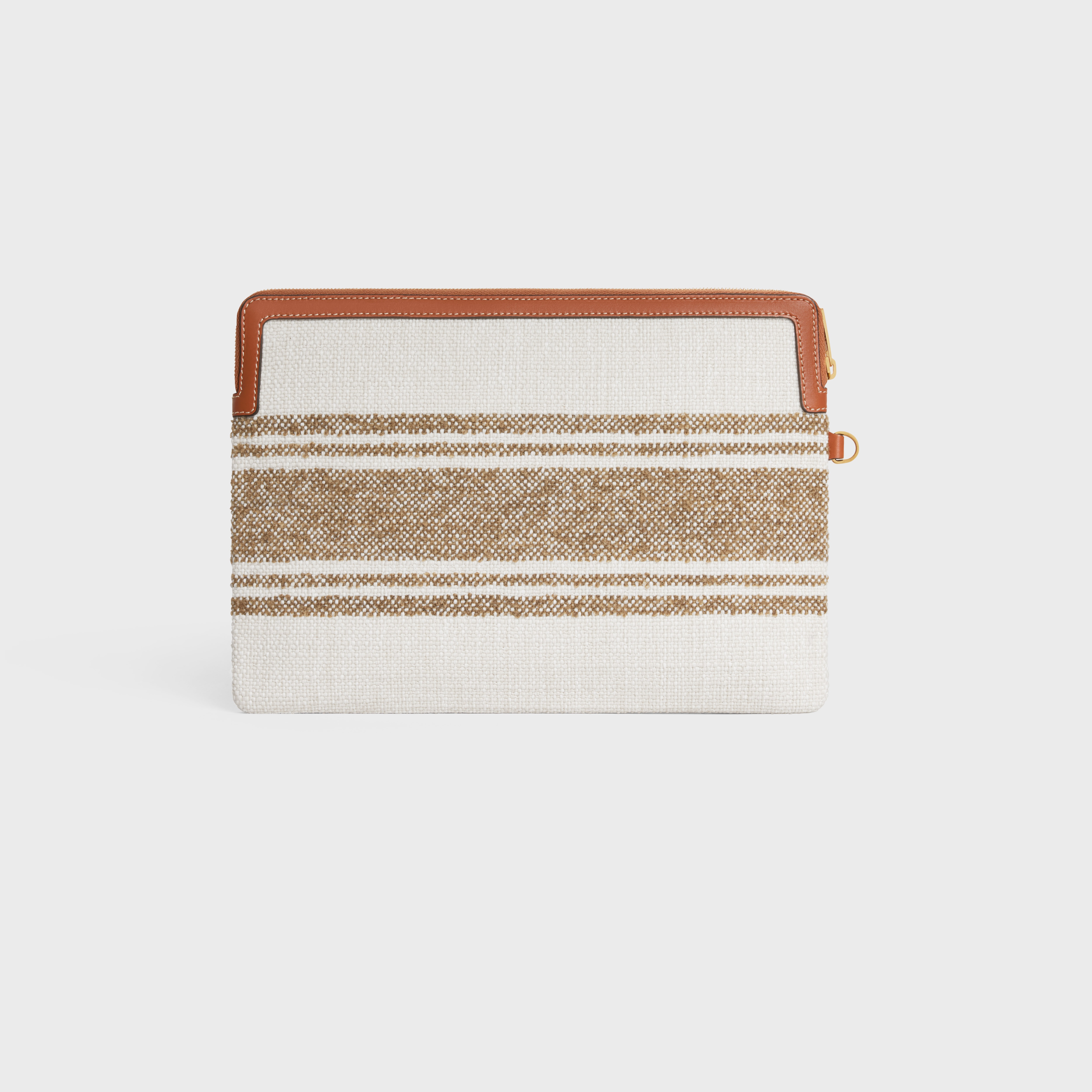 SMALL POUCH WITH STRAP in STRIPED TEXTILE WITH CELINE JACQUARD - 4