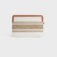 CELINE SMALL POUCH WITH STRAP in STRIPED TEXTILE WITH CELINE JACQUARD |  REVERSIBLE