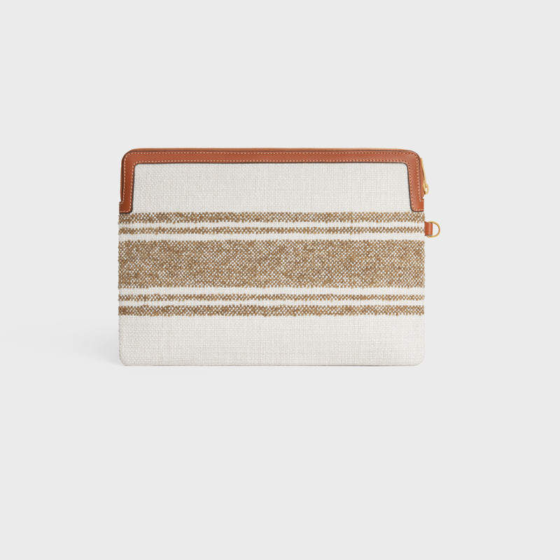 SMALL POUCH WITH STRAP in STRIPED TEXTILE WITH CELINE JACQUARD 4