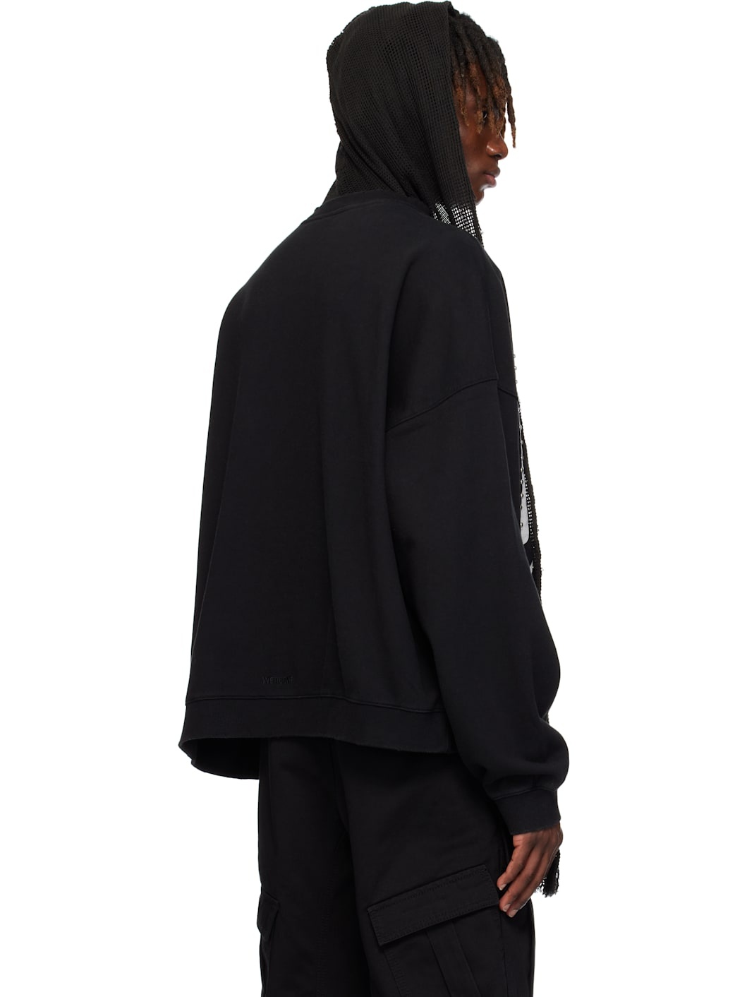 Black Heart-Cross Long-Sleeved Muffler Hoodie - 3