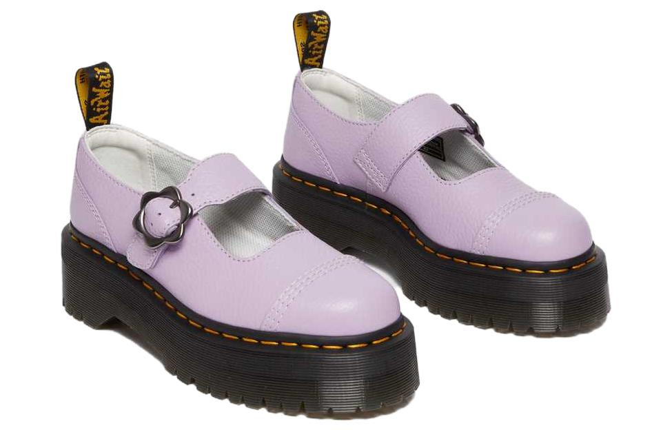 (WMNS) Dr. Martens Addina Flower Buckle Leather Platform Shoes 'Lilac' 30805308 - 3