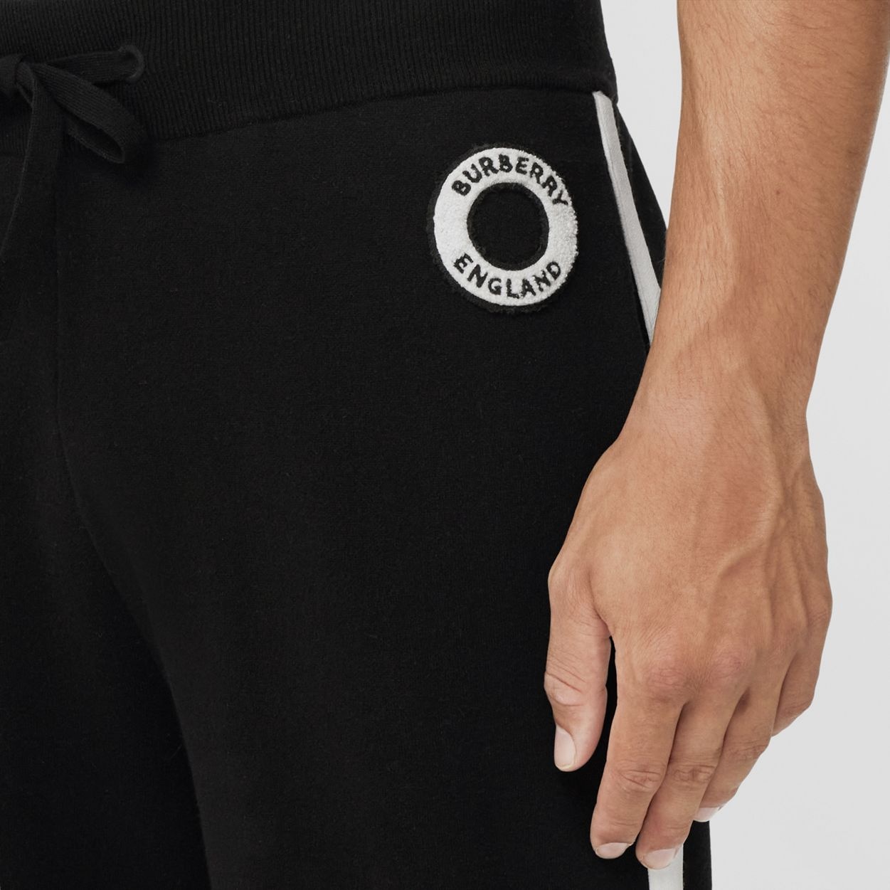 Logo Graphic Appliqué Wool Cotton Blend Jogging Pants - 3