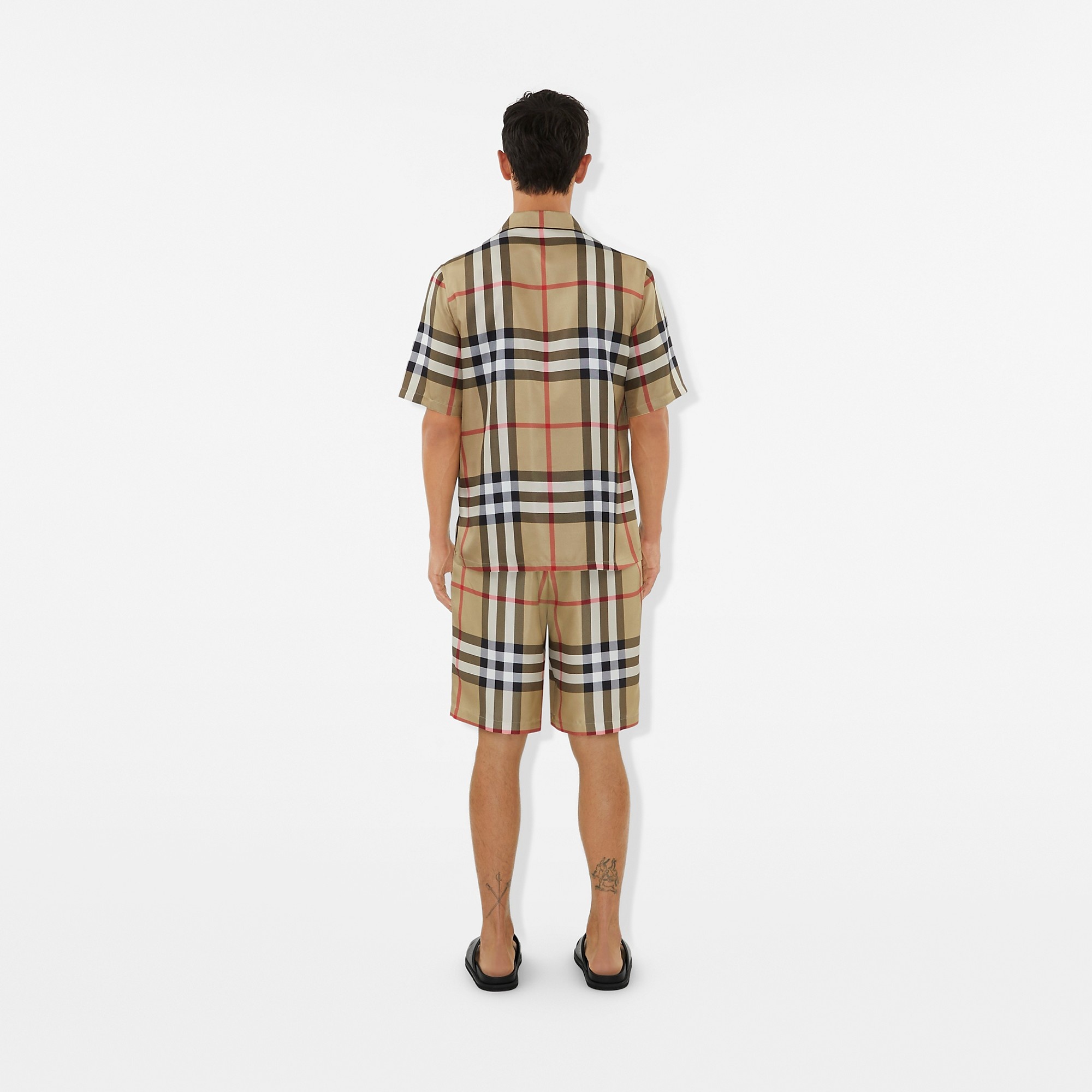 Short-sleeve Check Silk Shirt - 4