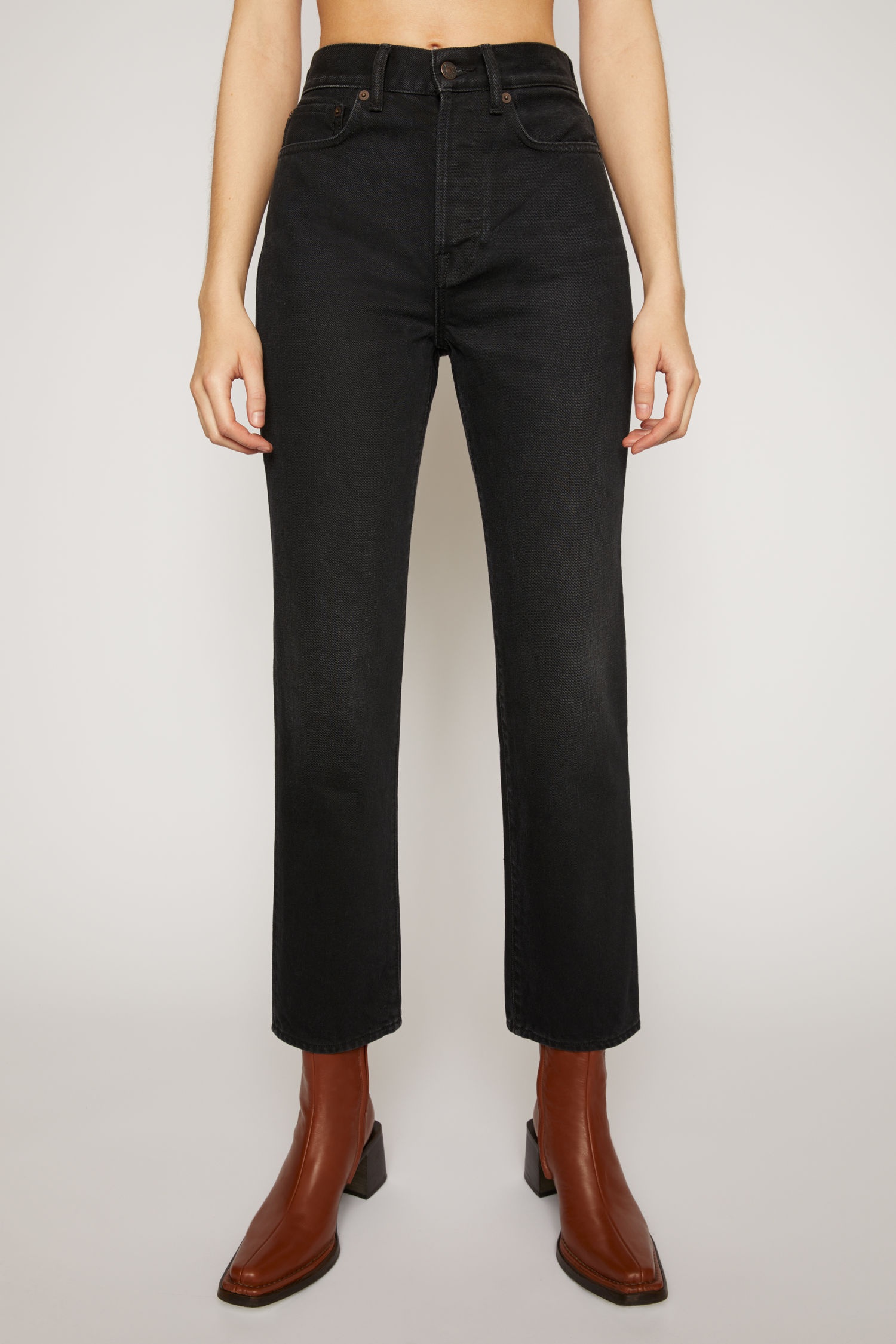 Cropped straight fit jeans washed black - 2