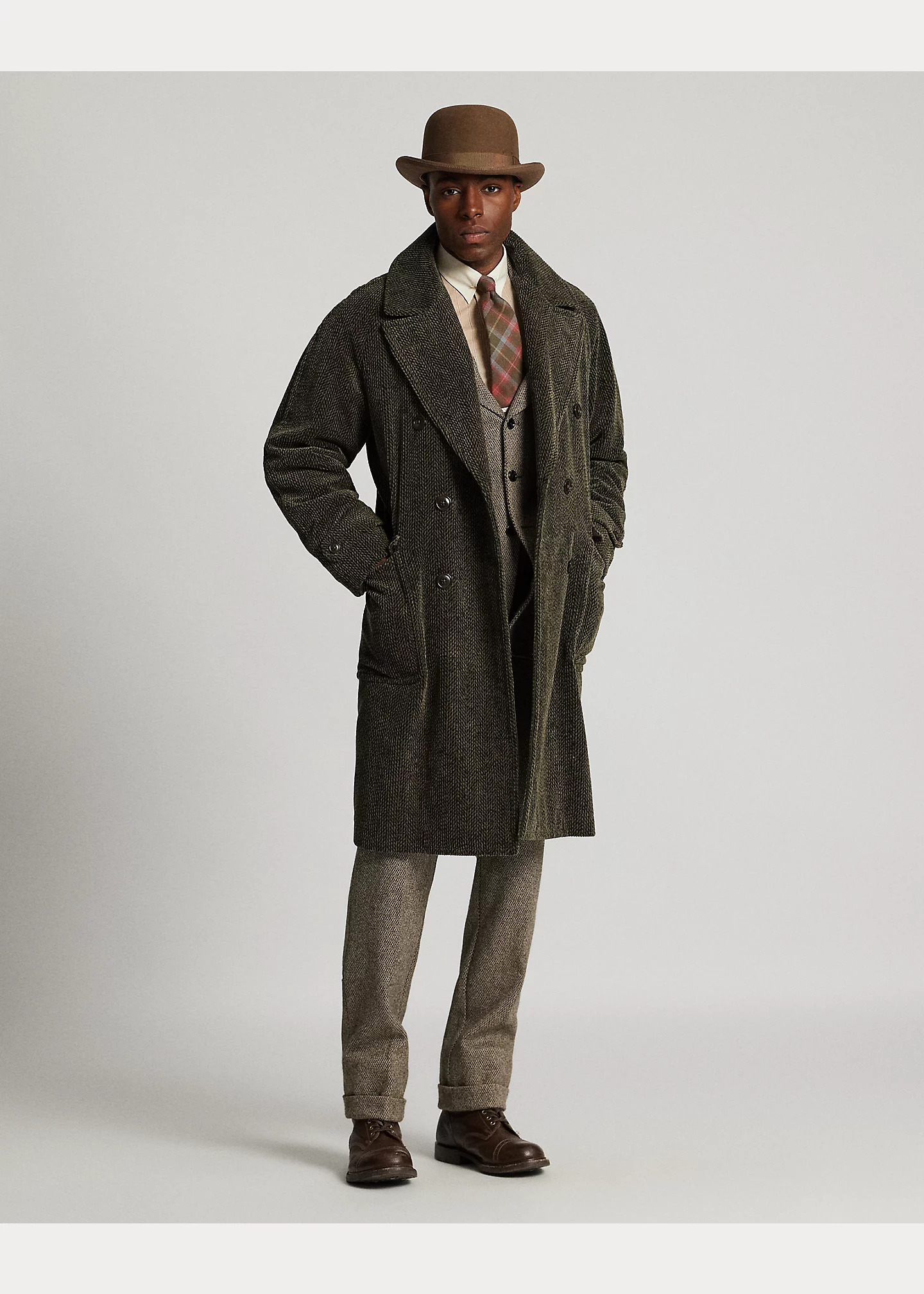 Herringbone-Print Corduroy Topcoat - 2