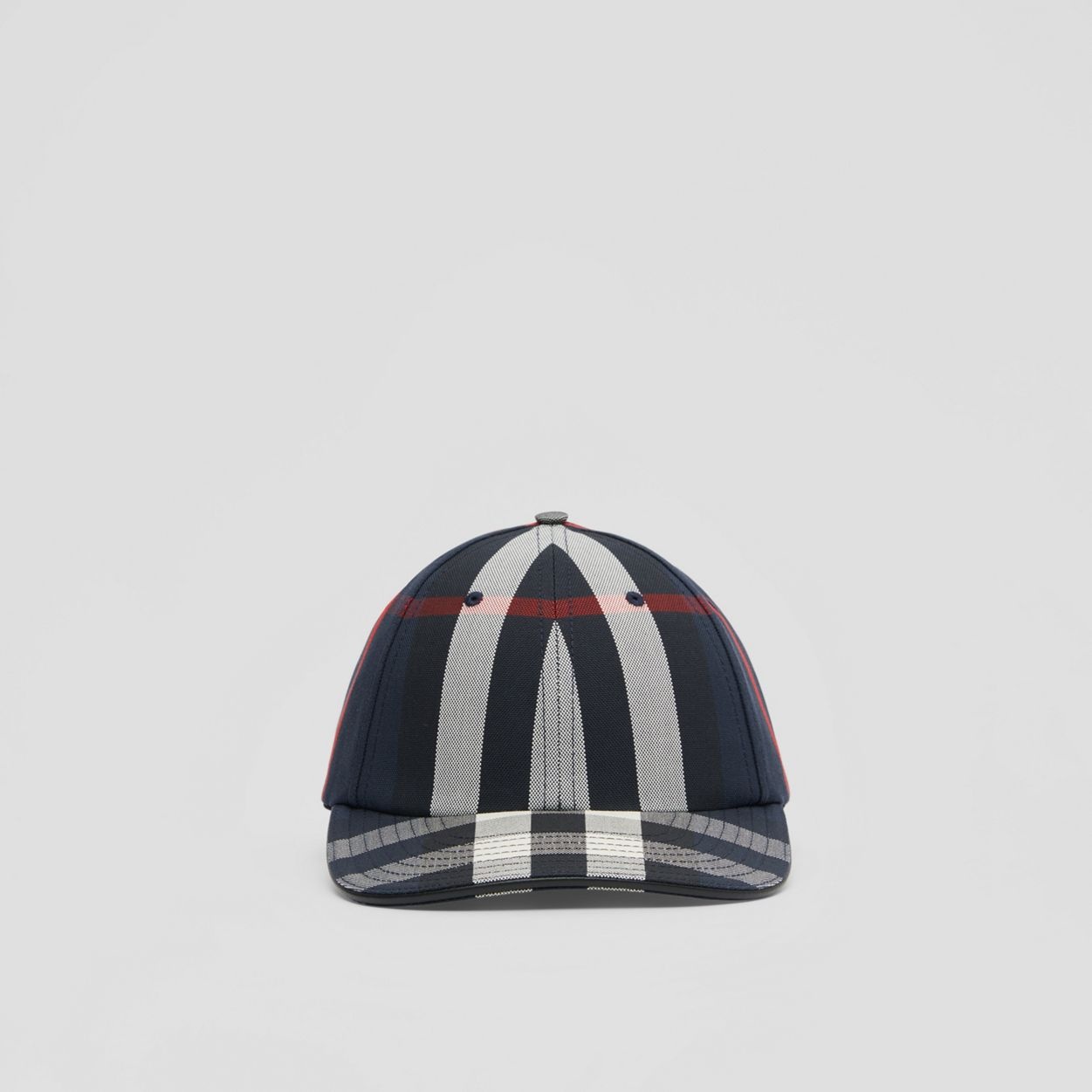 Logo Detail Check Cotton Baseball Cap - 1