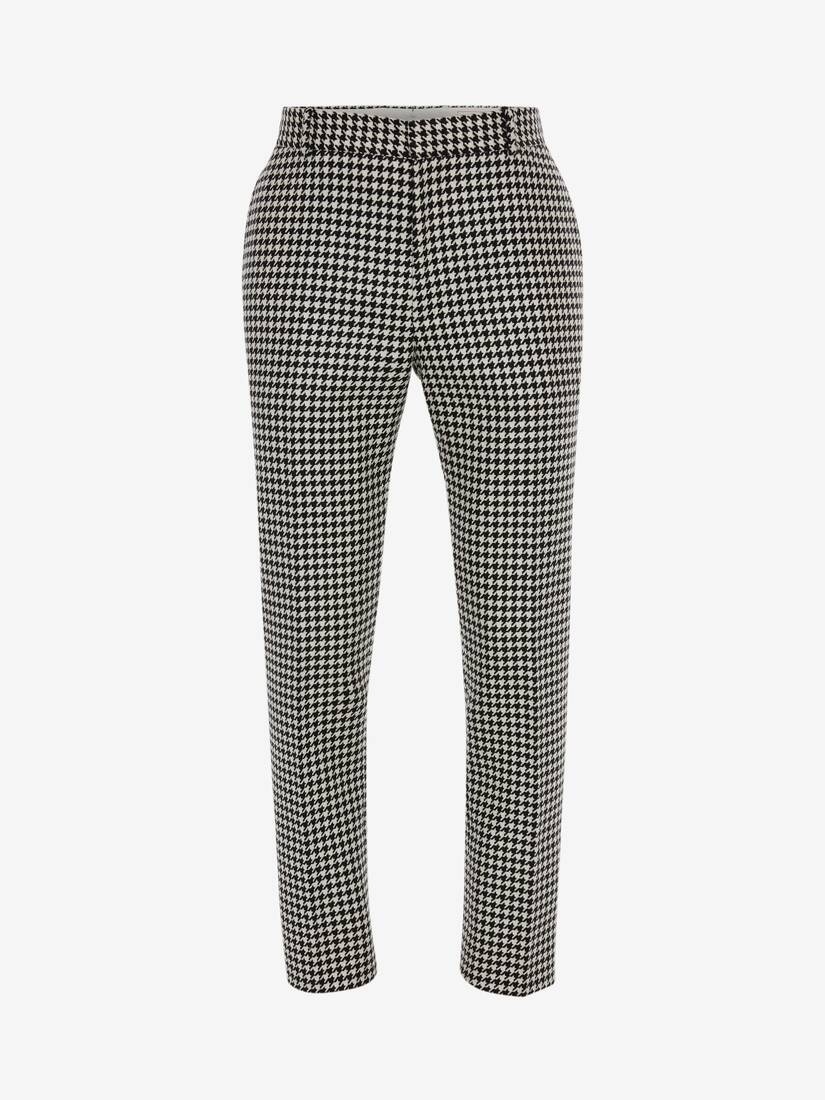 Men's Dogtooth Cigarette Trousers in White/black - 1