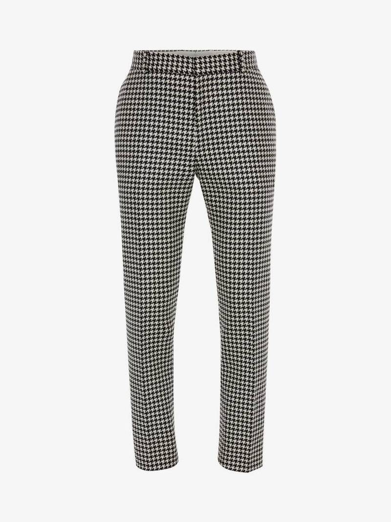 Men's Dogtooth Cigarette Trousers in White/black 1