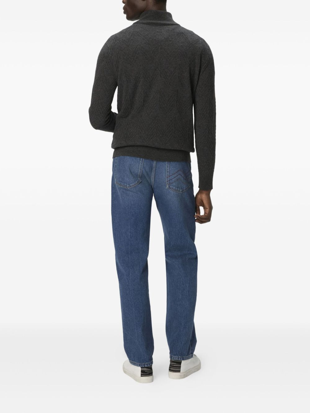 herringbone half-zip sweater - 3