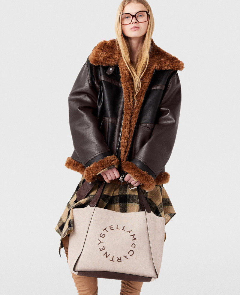Stella McCartney Plush Teddy Paneled Biker Jacket outlook