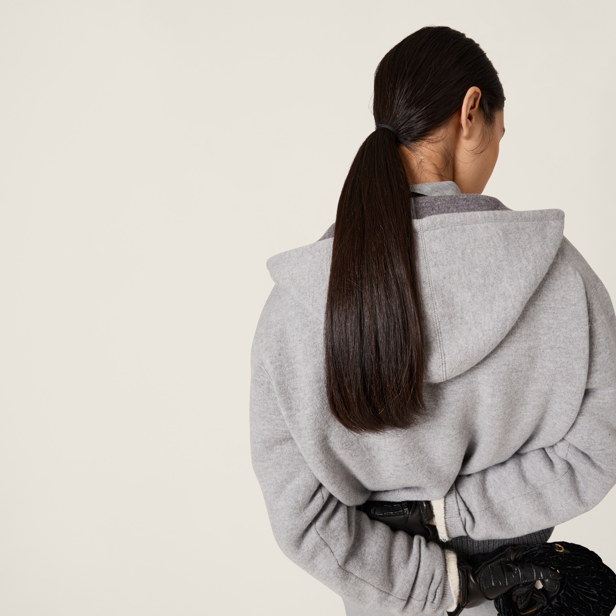Double cashmere zipper hoodie cardigan - 6