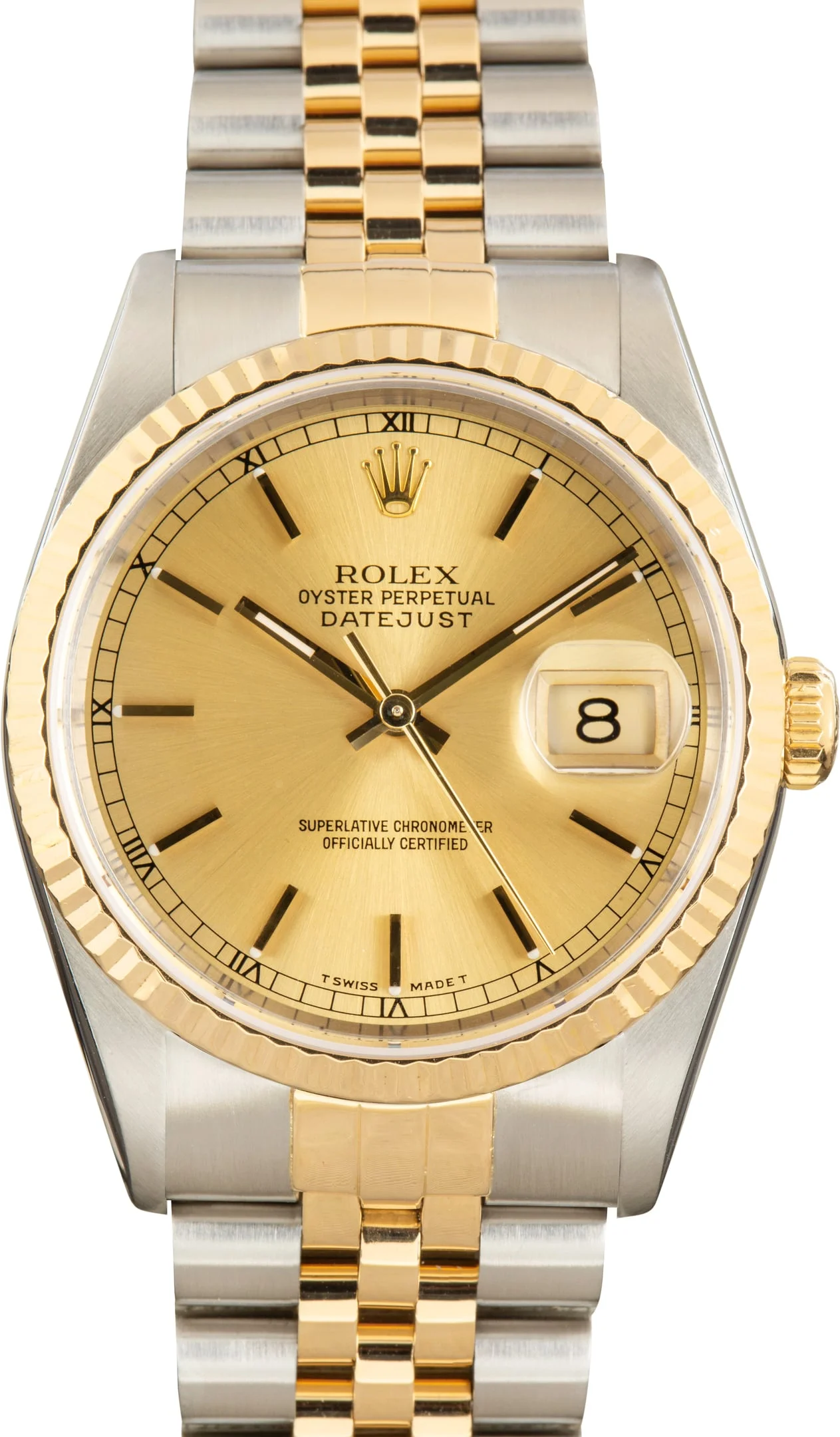 Pre-Owned Two Tone Rolex Datejust 36 Champagne Dial Ref 16233 1 - 1