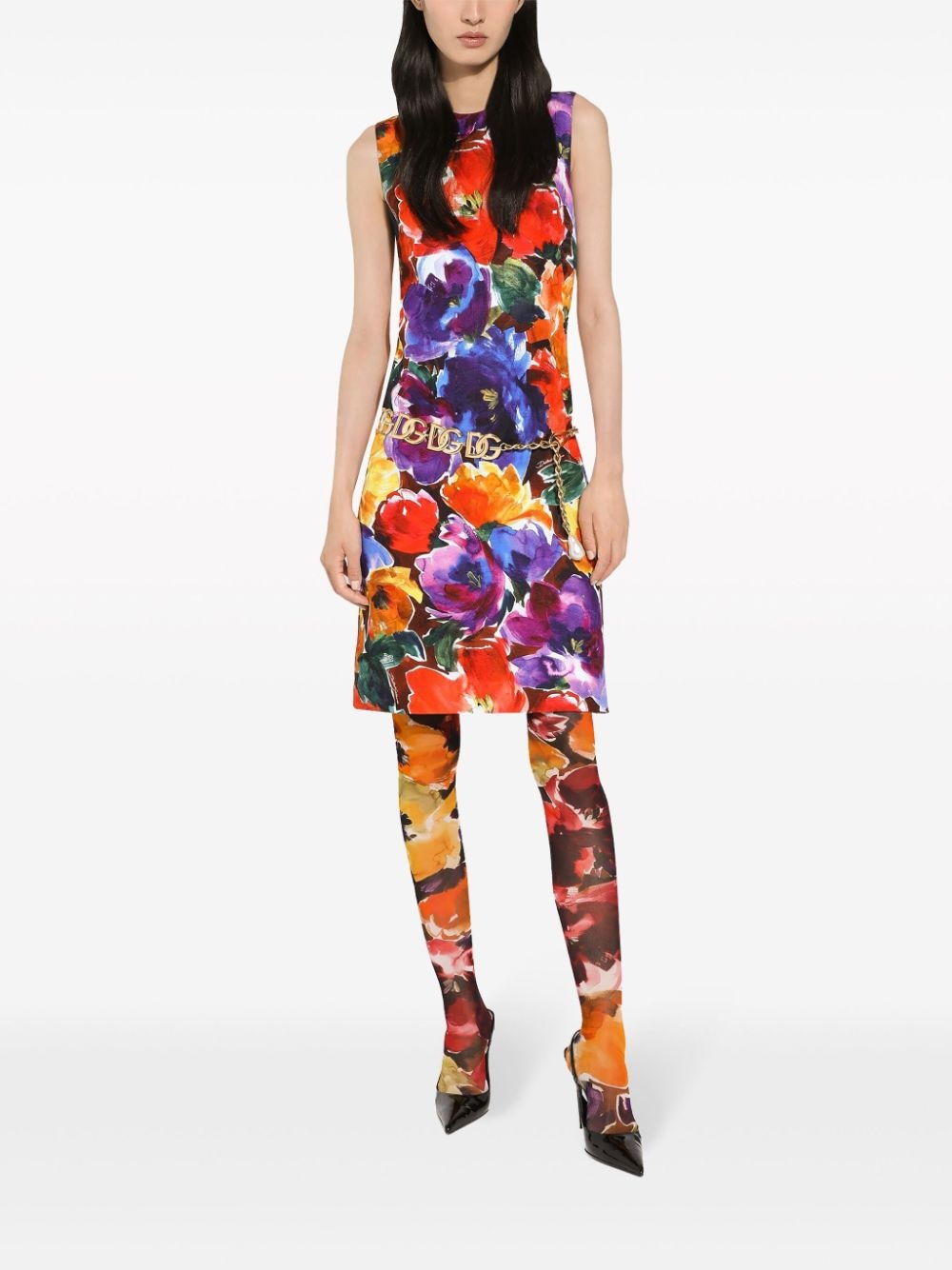 abstract floral-print midi dress - 3