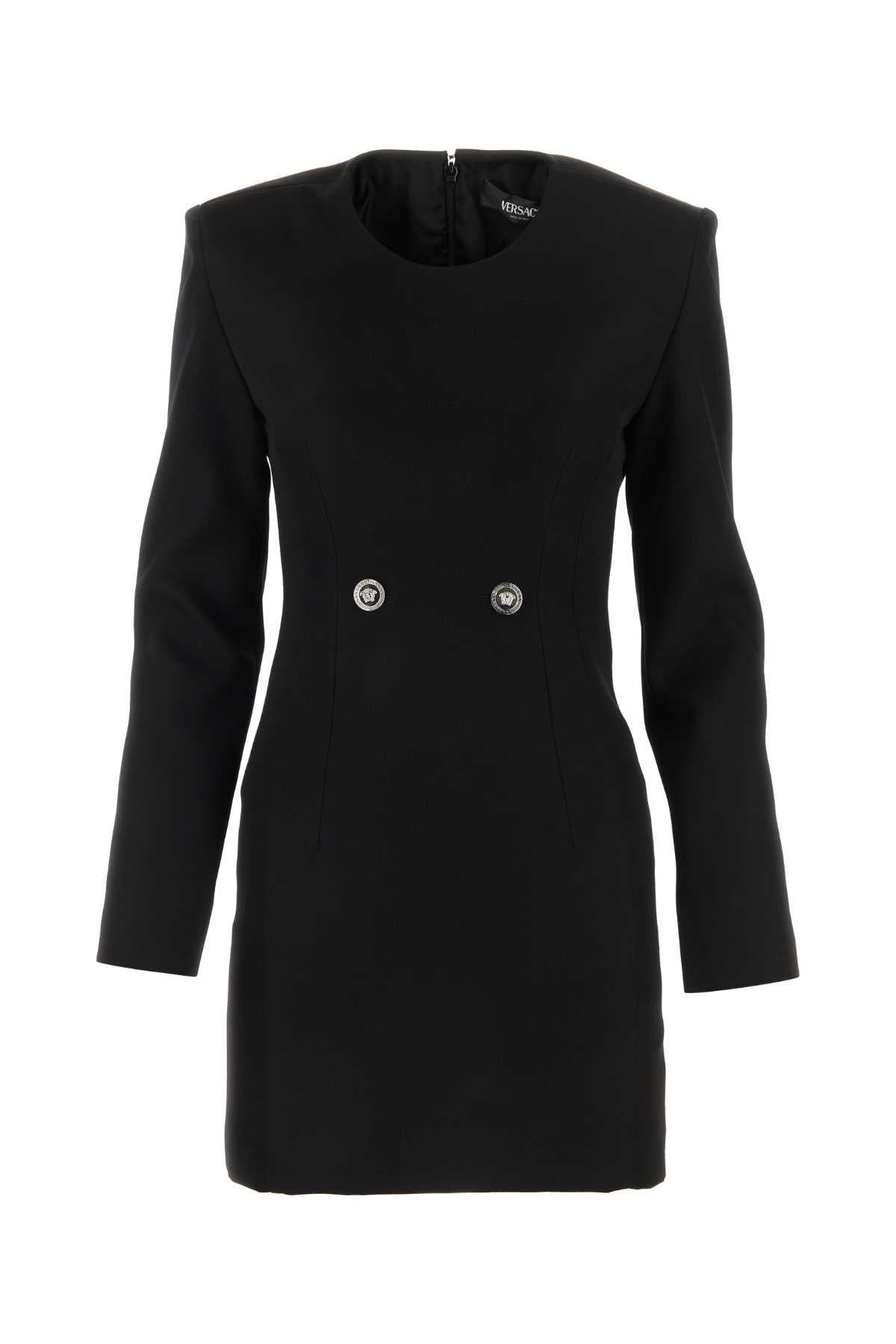 Versace Women Black Grain De Poudre Mini Dress - 1