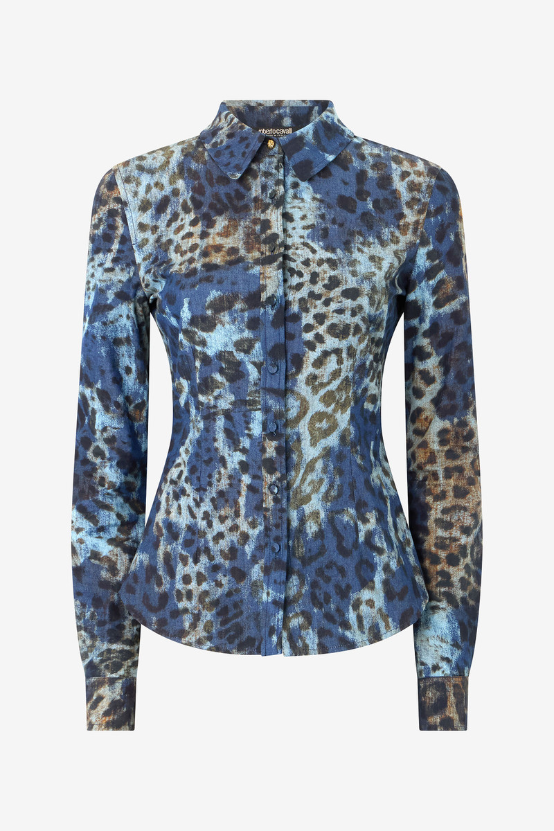Cotton Shirt with Jaguar Skin Print 1