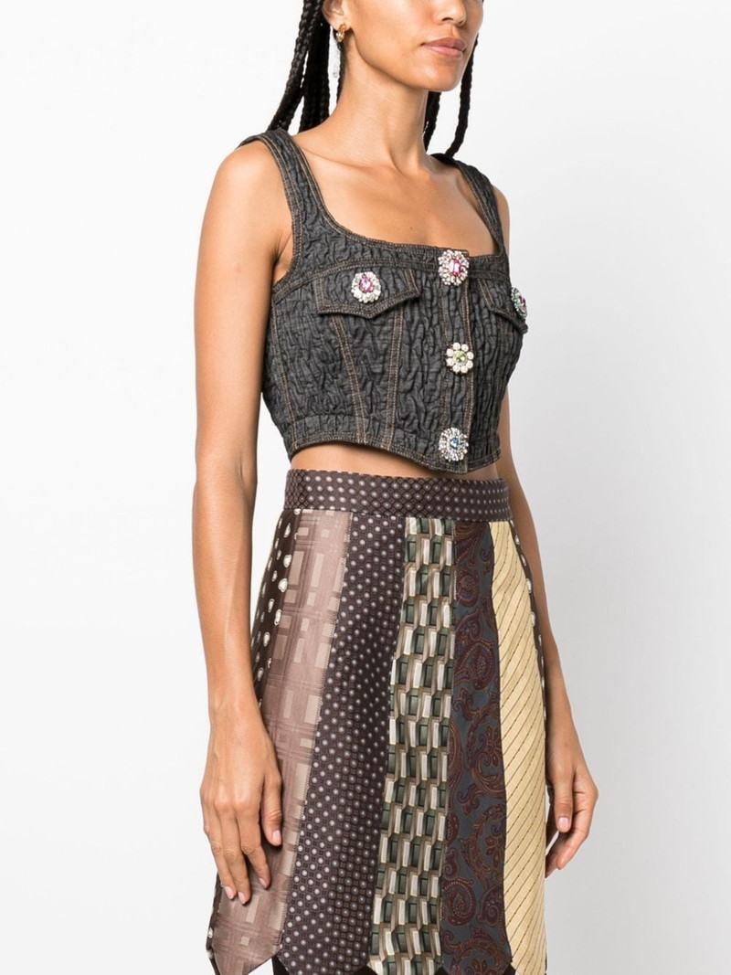 brooch-embellished denim bustier 3