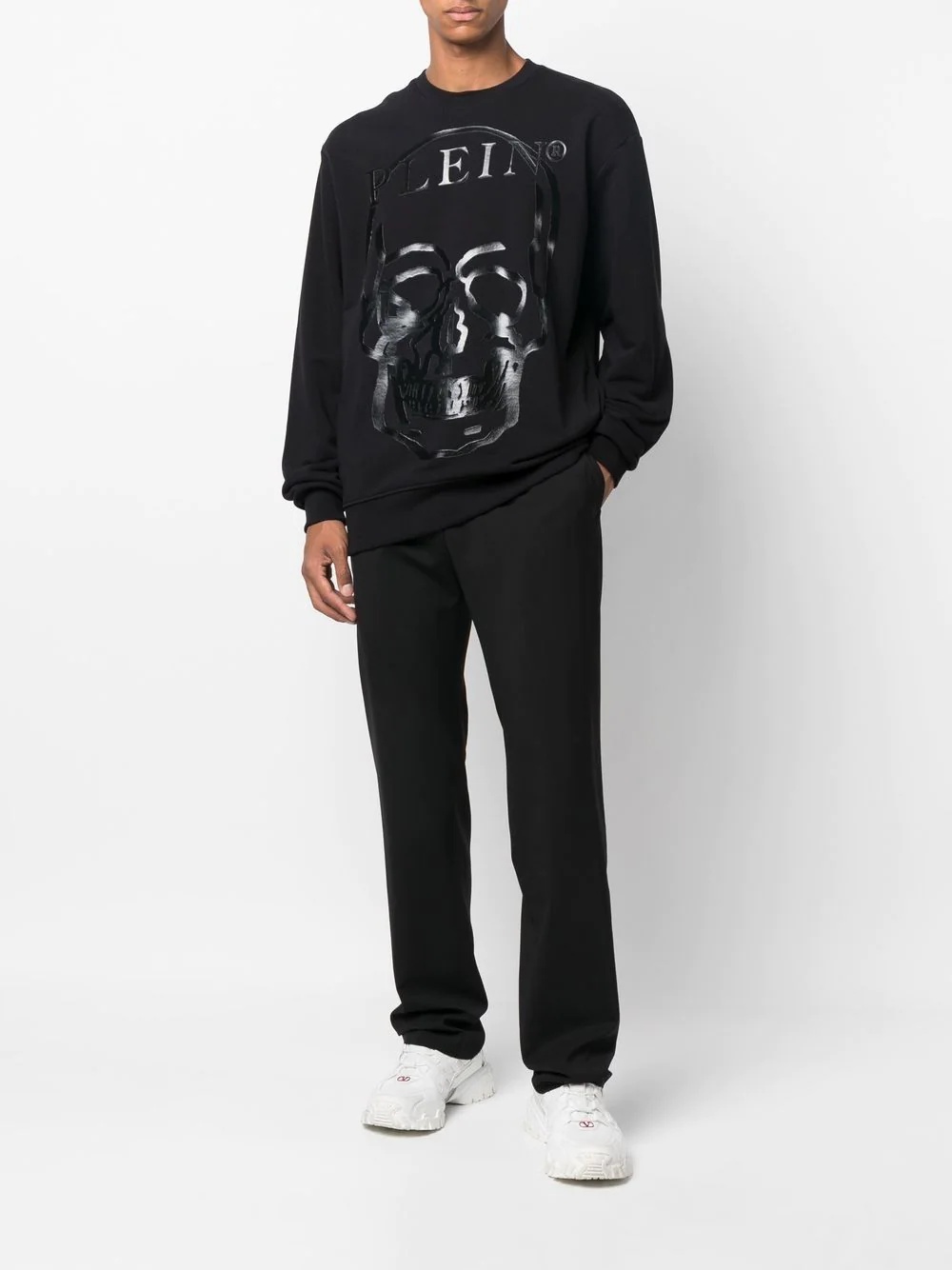 skull-print crew neck sweatshirt - 2