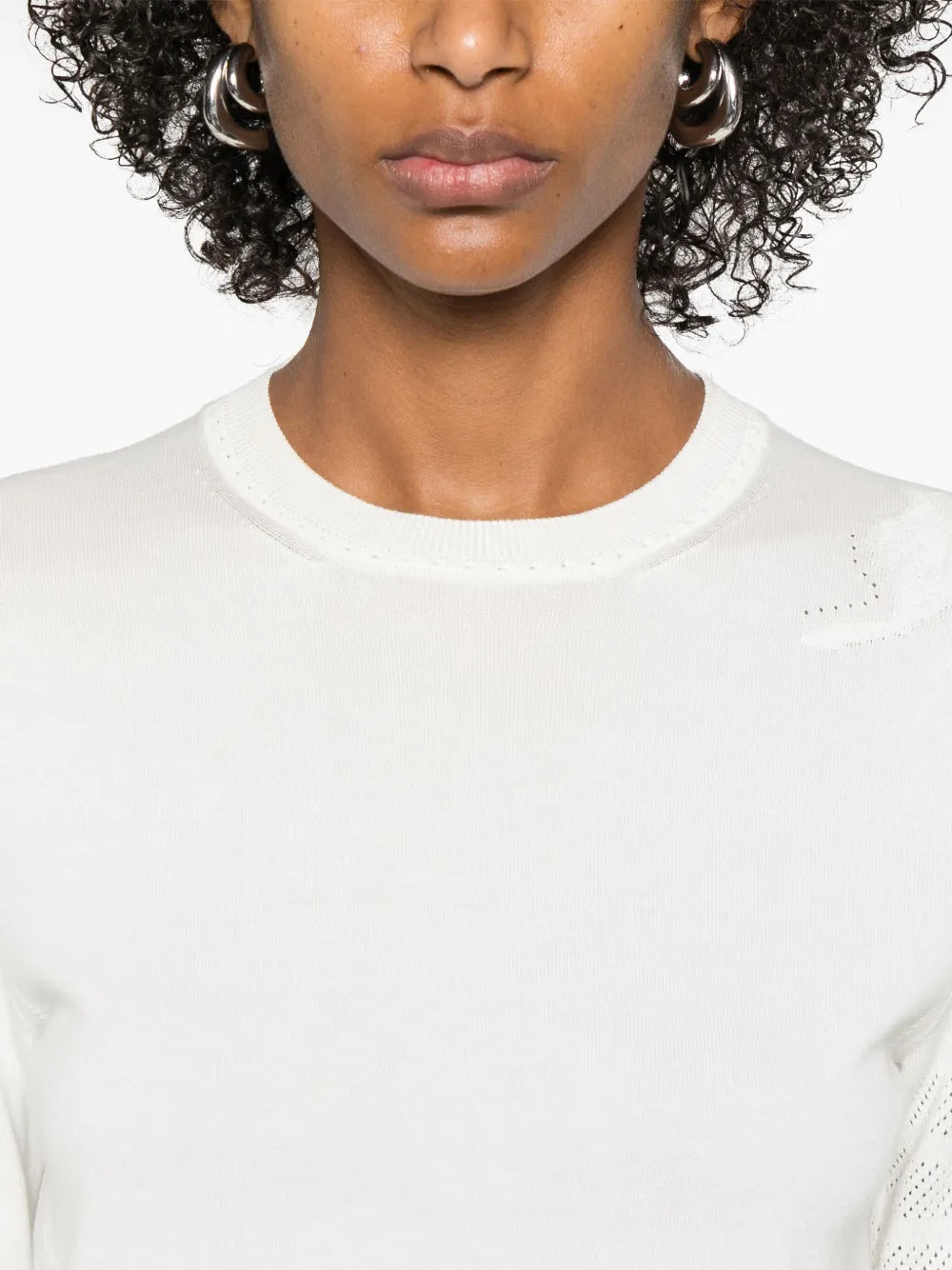 Feather Intarsia Pointelle 4-Bar Tee Women - 5