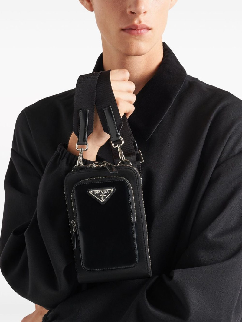 Prada triangle-logo panelled smartphone case outlook