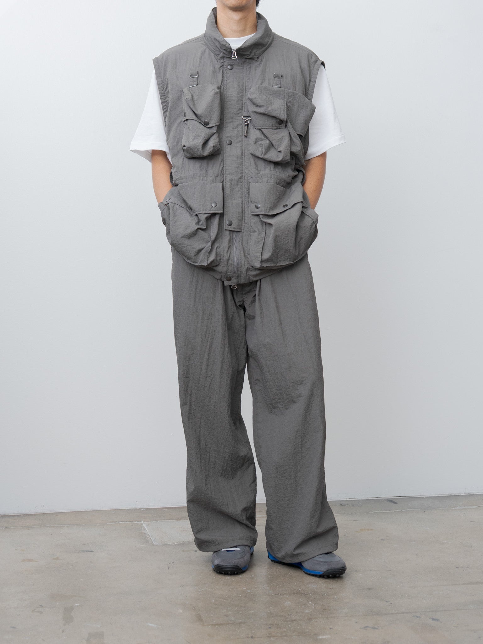 Nylon Multi Pockets Detachable Utility Blouson - Charcoal Khaki - 11