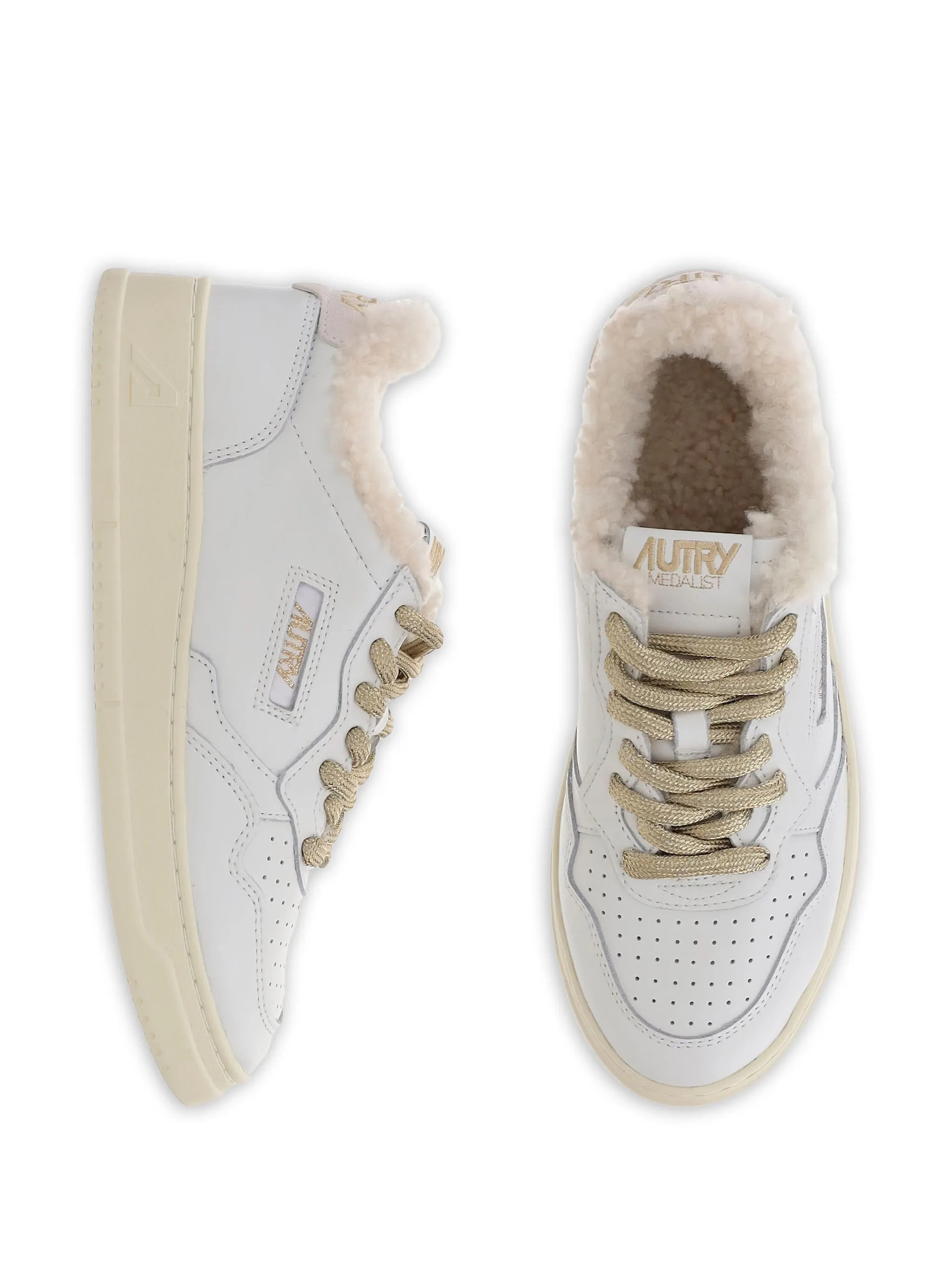 Autry Medalist Shearling-trimmed Leather Sneakers - 3