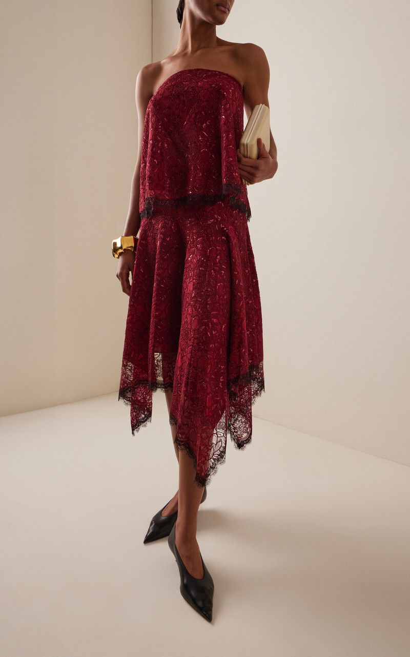RODARTE Exclusive Lace Midi Skirt burgundy outlook