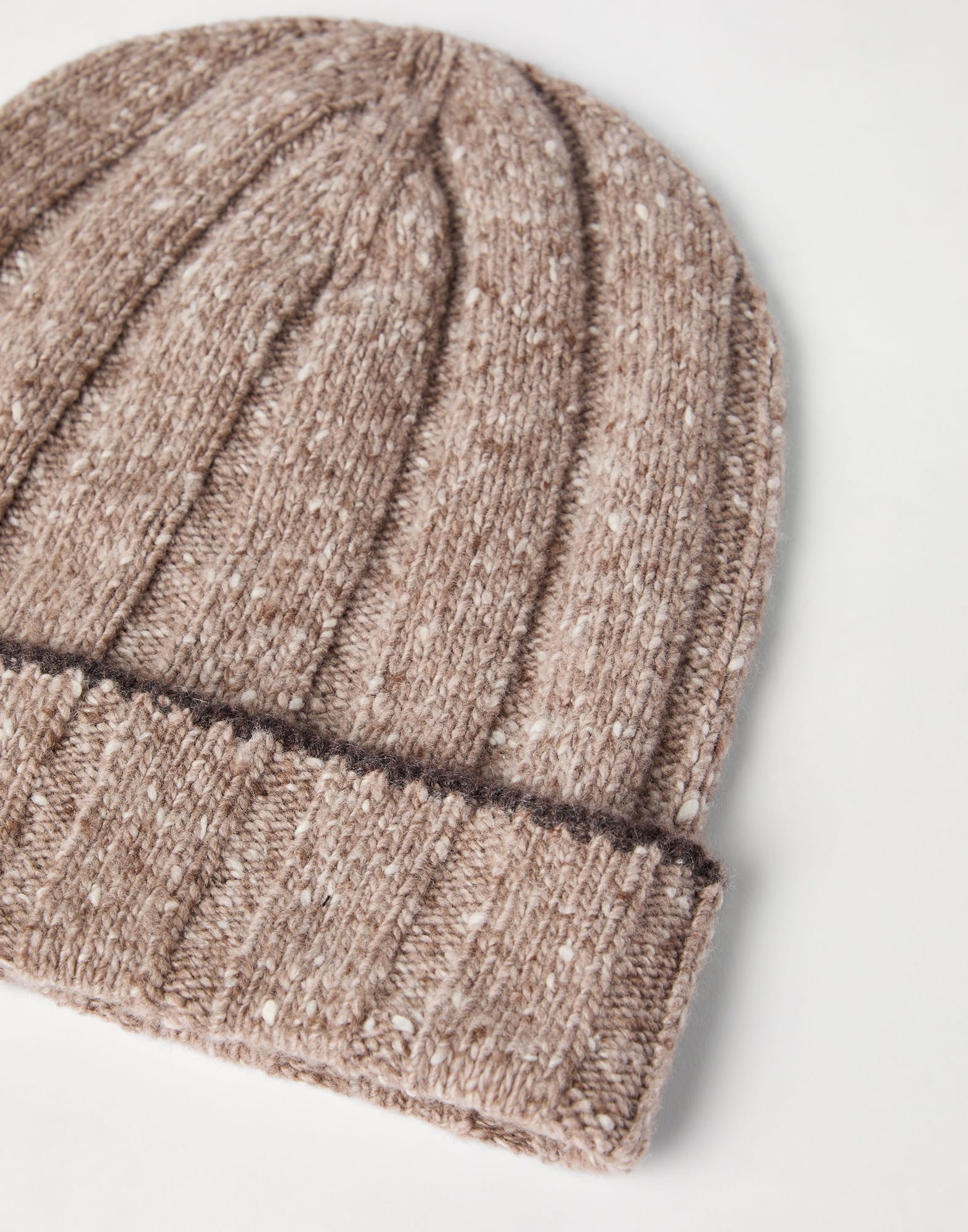 Flecked cashmere rib knit beanie - 2
