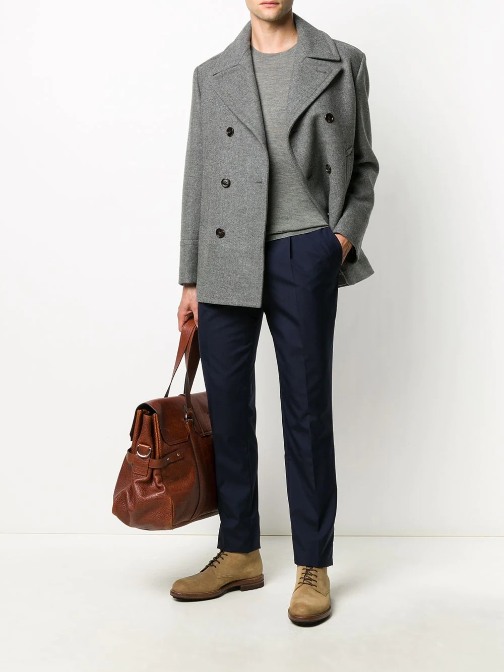 double-breasted virgin wool coat - 2