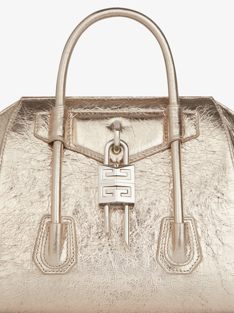 MINI ANTIGONA LOCK BAG IN LAMINATED LEATHER 5