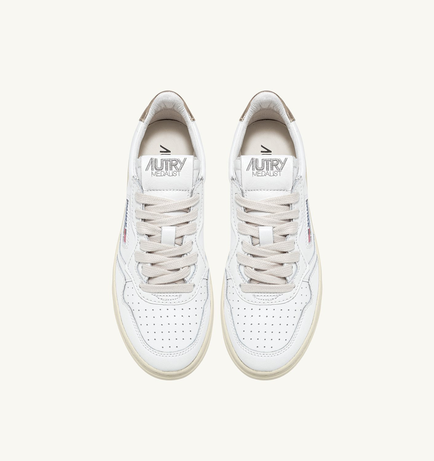 MEDALIST LOW SNEAKERS IN WHITE AND GOLD LEATHER - 5
