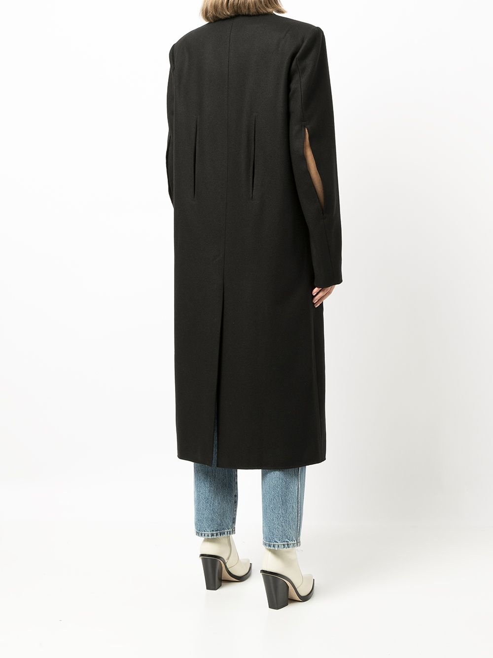 slit-detail single-breasted coat - 4