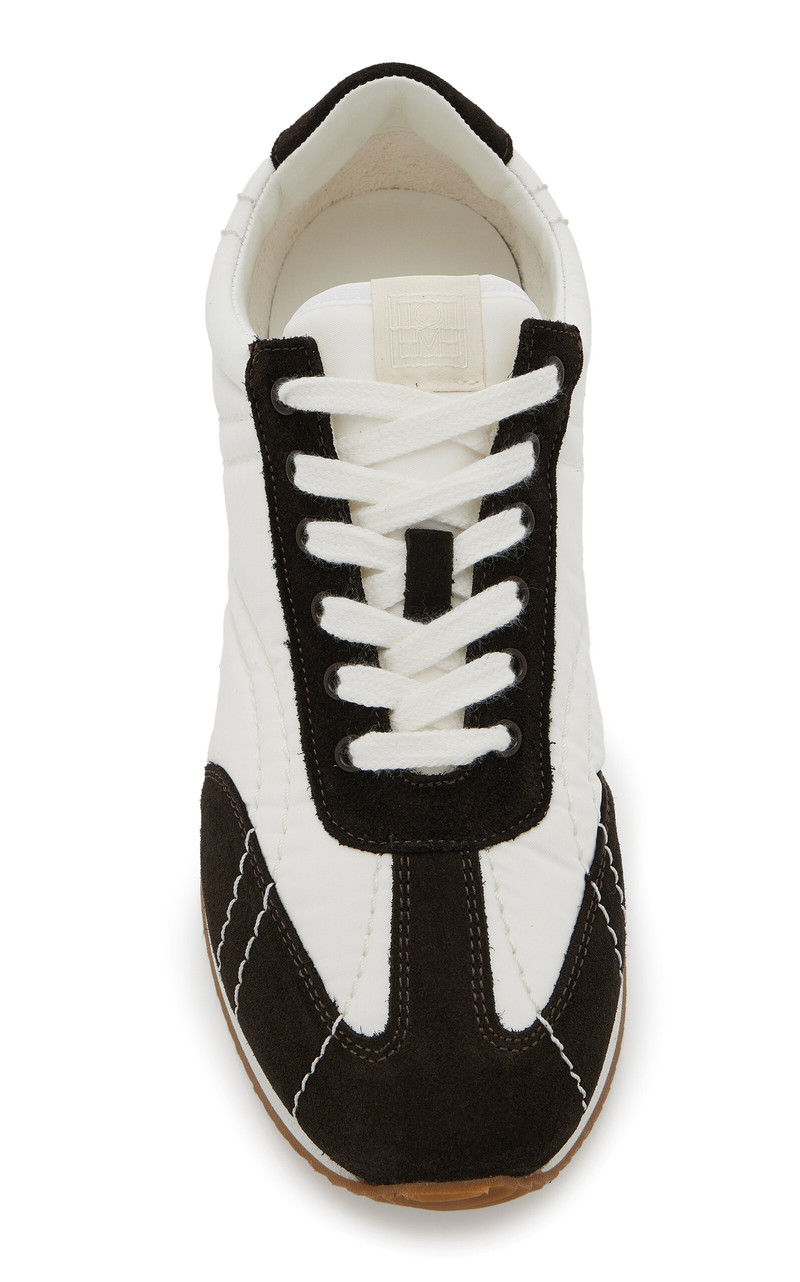 TOTEME Quilted Suede-Trimmed Sneakers multi outlook