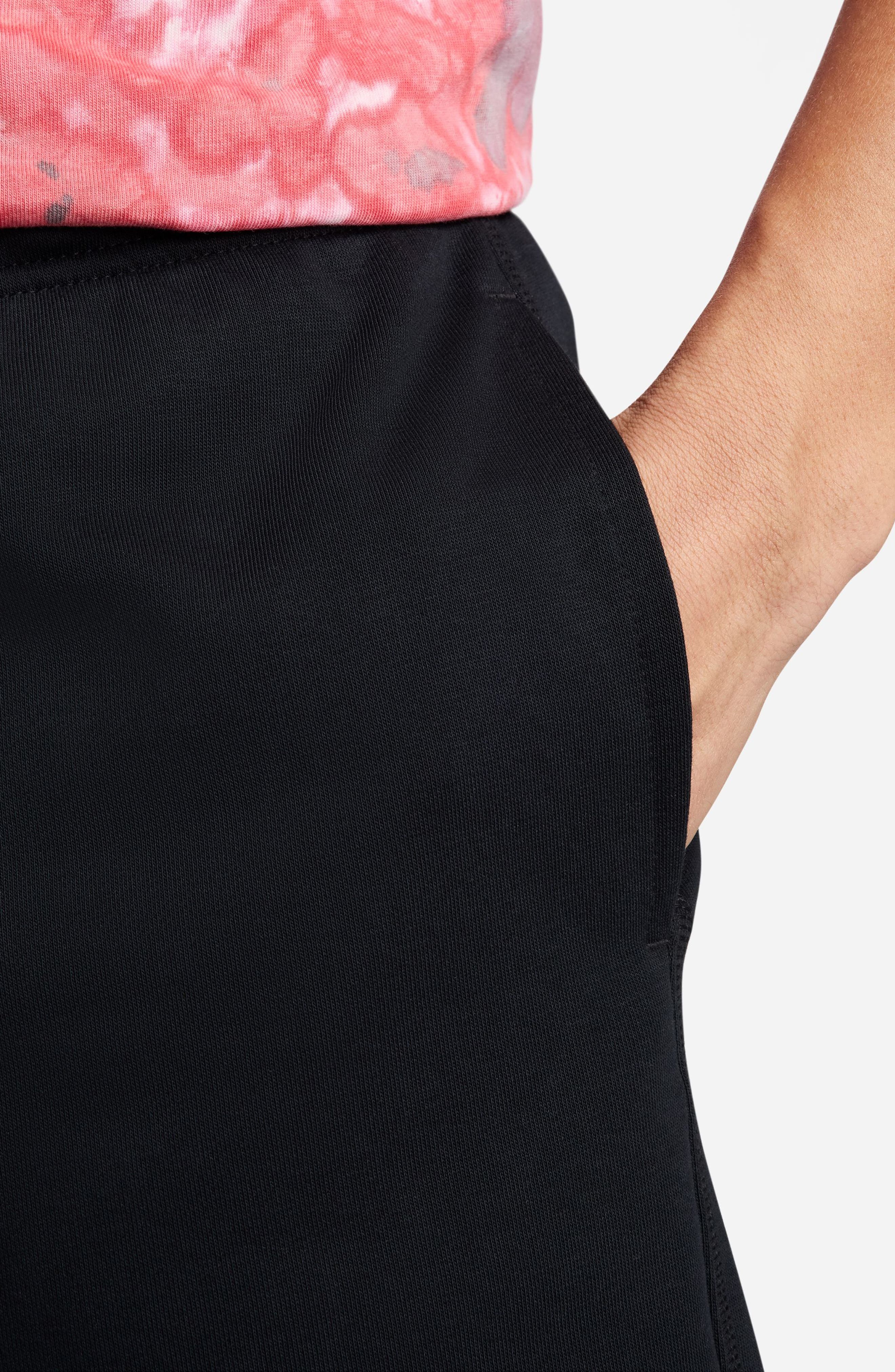 Nike Club French Terry Flow Shorts in Black/Black/White at Nordstrom - 5